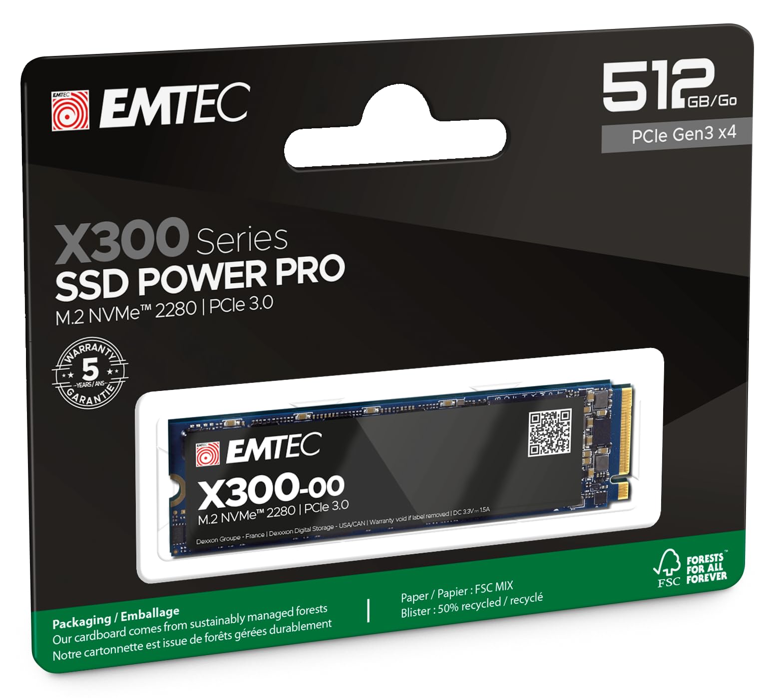 EMTEC X300 M.2 SSD Power Pro 512 GB NVMe PCIe 3.0 (ECSSD512GX300) - Bild 1