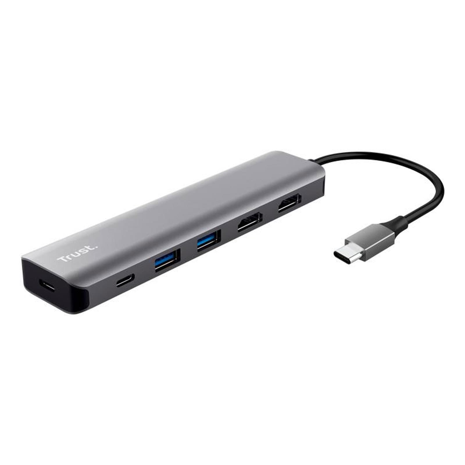Trust Dalyx 6-in-1-USB-C-Multiport-Adapter (2x HDMI-Anschl&uuml;sse, 2s USB-A- und 1s USB-C-Anschluss, kompatibel mit Windows 11, macOS 14, 15 oder 26, iOS, Android) - Bild 1