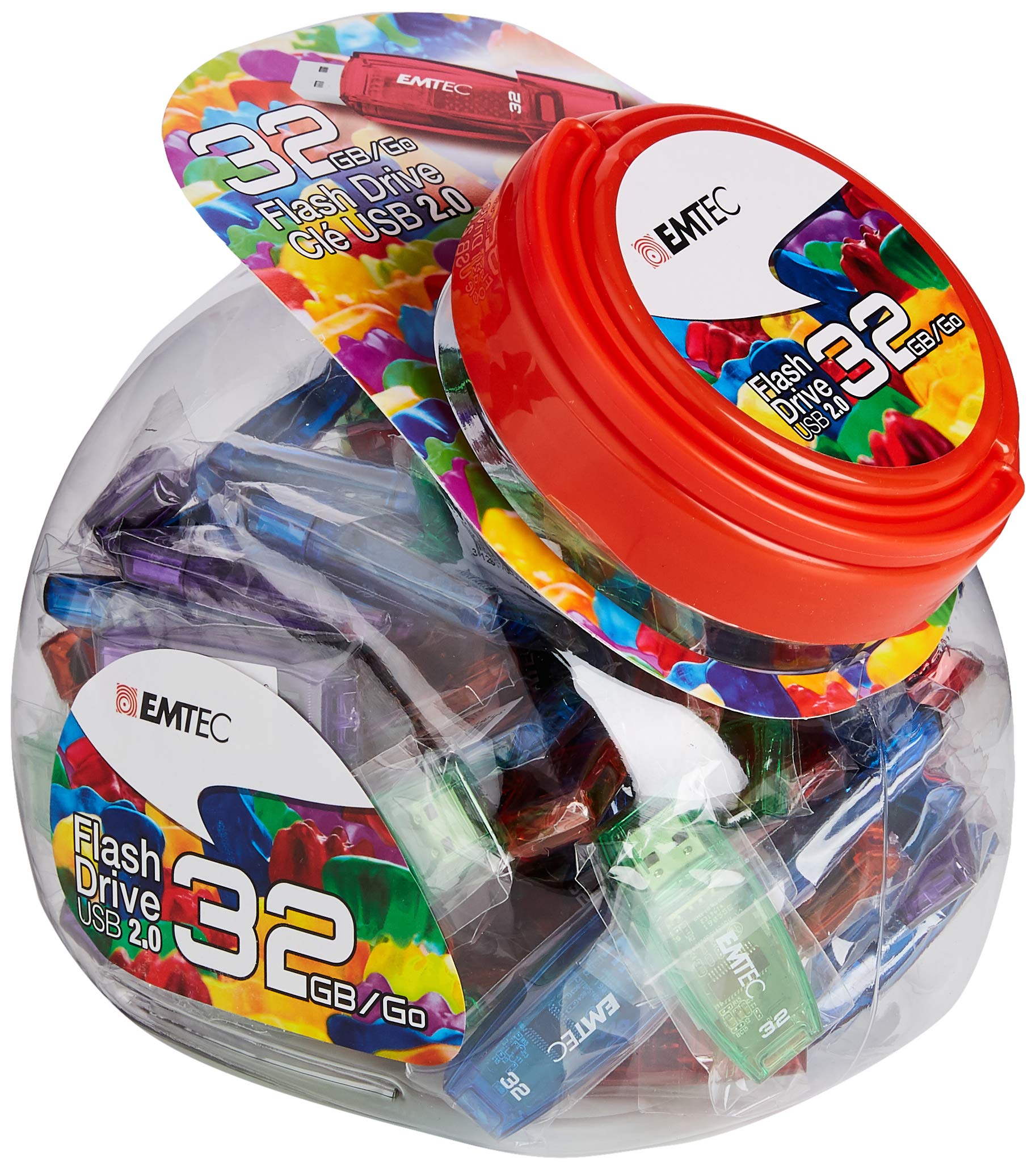 EMTEC C410 Color Mix - Bonbonglas 2.0, 80 USB-Sticks (ECMMD32GC410JAR80) - Bild 1