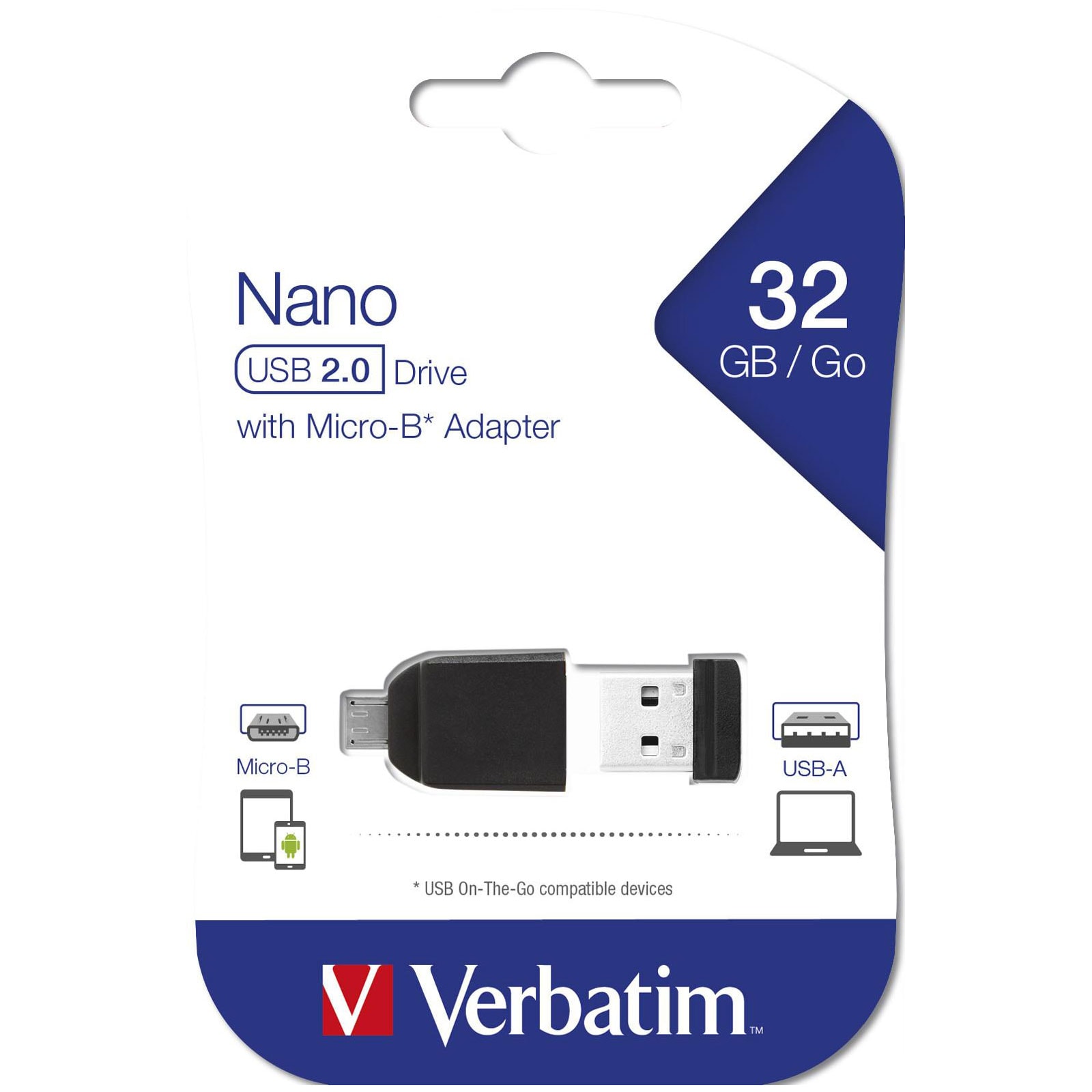 VERBATIM Store 'n' Stay Nano 32 GB mit Micro USB-Adapter schwarz USB-Stick - Bild 1