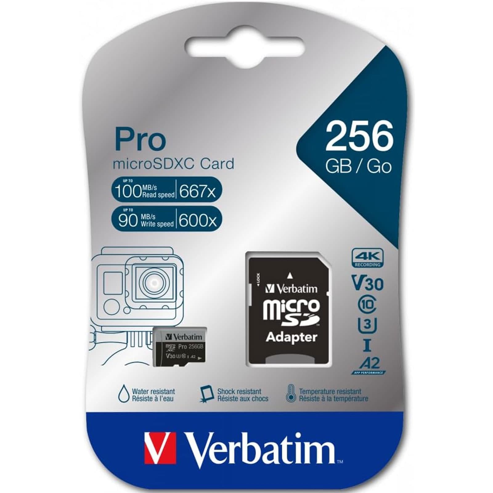Verbatim Pro U3 256GB Micro SDXC Karte, mit Adapter - Bild 1