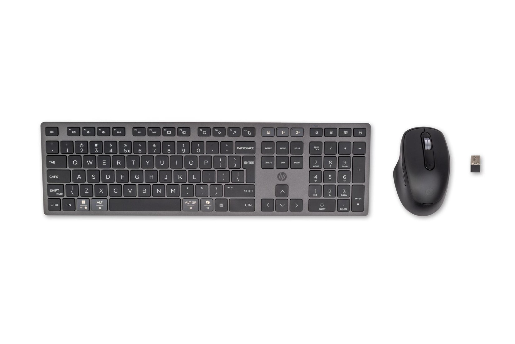 HP 720 Kombo mit wiederaufladbarer kabelloser Tastatur und Maus für mehrere Geräte (9T5A9AA, Funk, Bluetooth, USB Type-A-Anschluss)