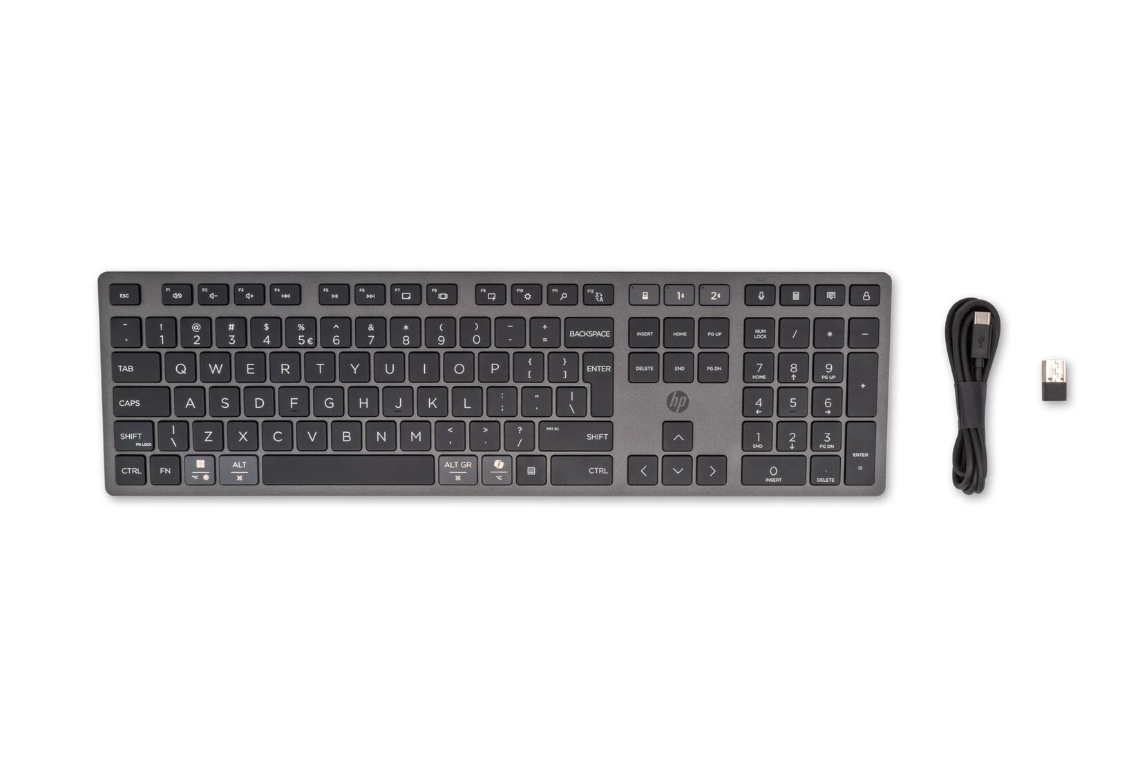 HP 720 Kabellose Tastatur für mehrere Geräte (9T5B1AA, Funk, Bluetooth, USB Type-A-Anschluss)
