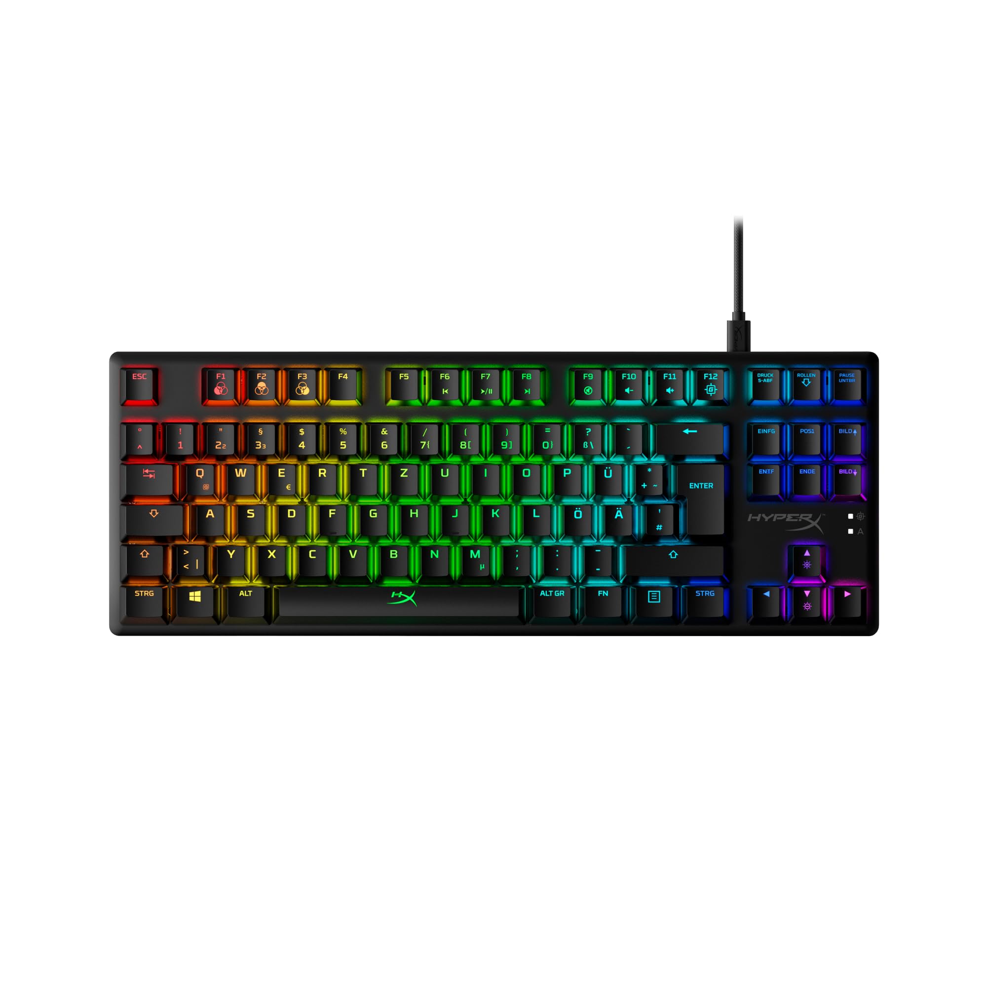 HyperX Alloy Origins Core - HX Red (DE-Layout) Gaming-Tastatur (4P5P3AD, Gaming, USB-C-Kabel, mechanisch, kompatibel mit PC, PS5, PS4, Xbox Series X|S und Xbox One) - Bild 1