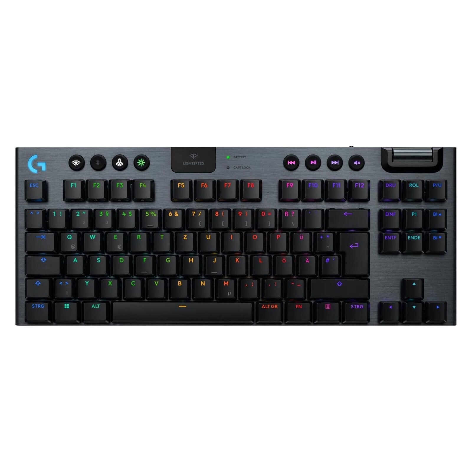 Logitech G G915 X LIGHTSPEED TKL flache kabellose Gaming-Tastatur mit Double-Shot-PBT-Tastenkappen