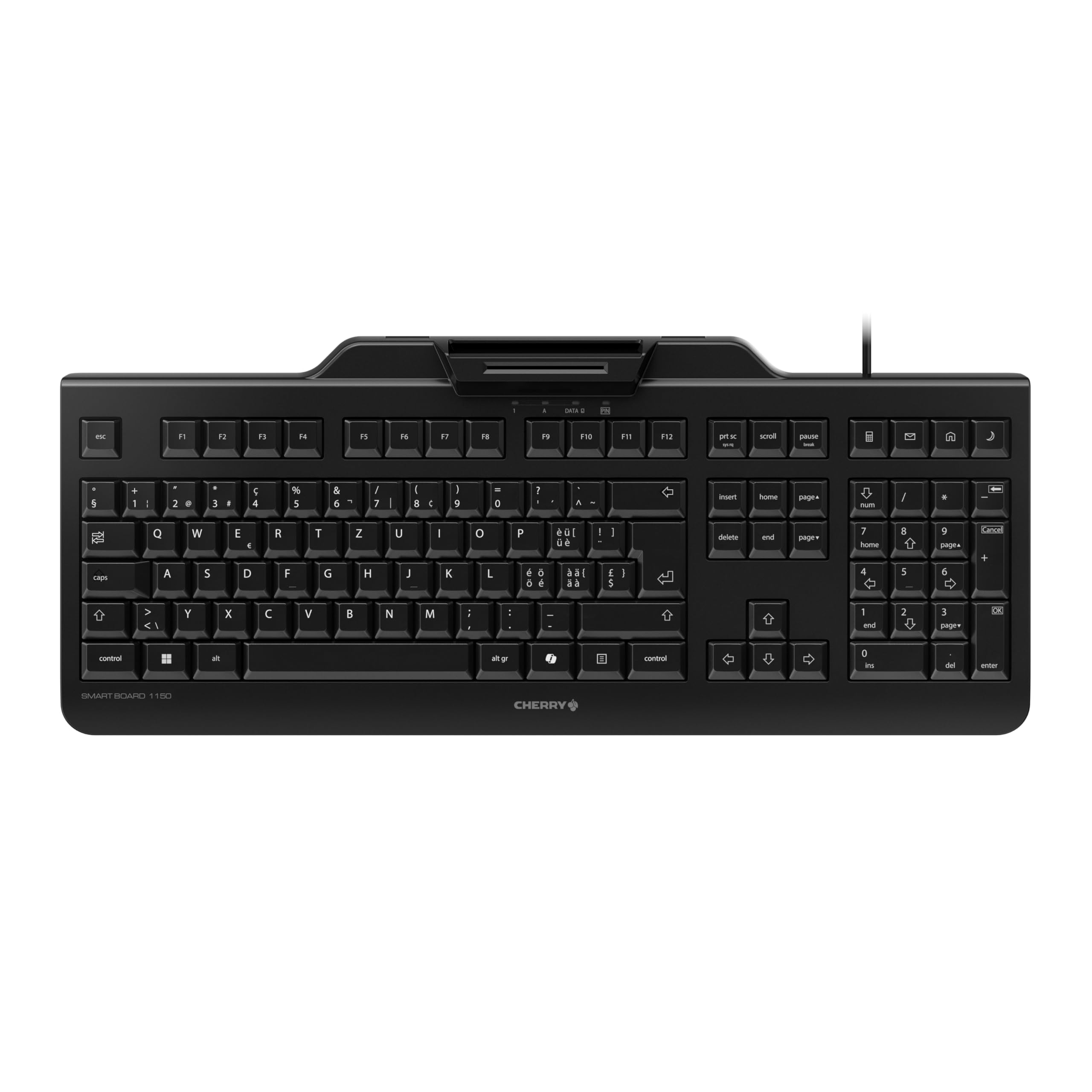 CHERRY SMART BOARD 1150 Tastatur + Smartcard Wired CH schwarz (JK-A1150CH-2, kabelgebunden, USB Typ-A) - Bild 1