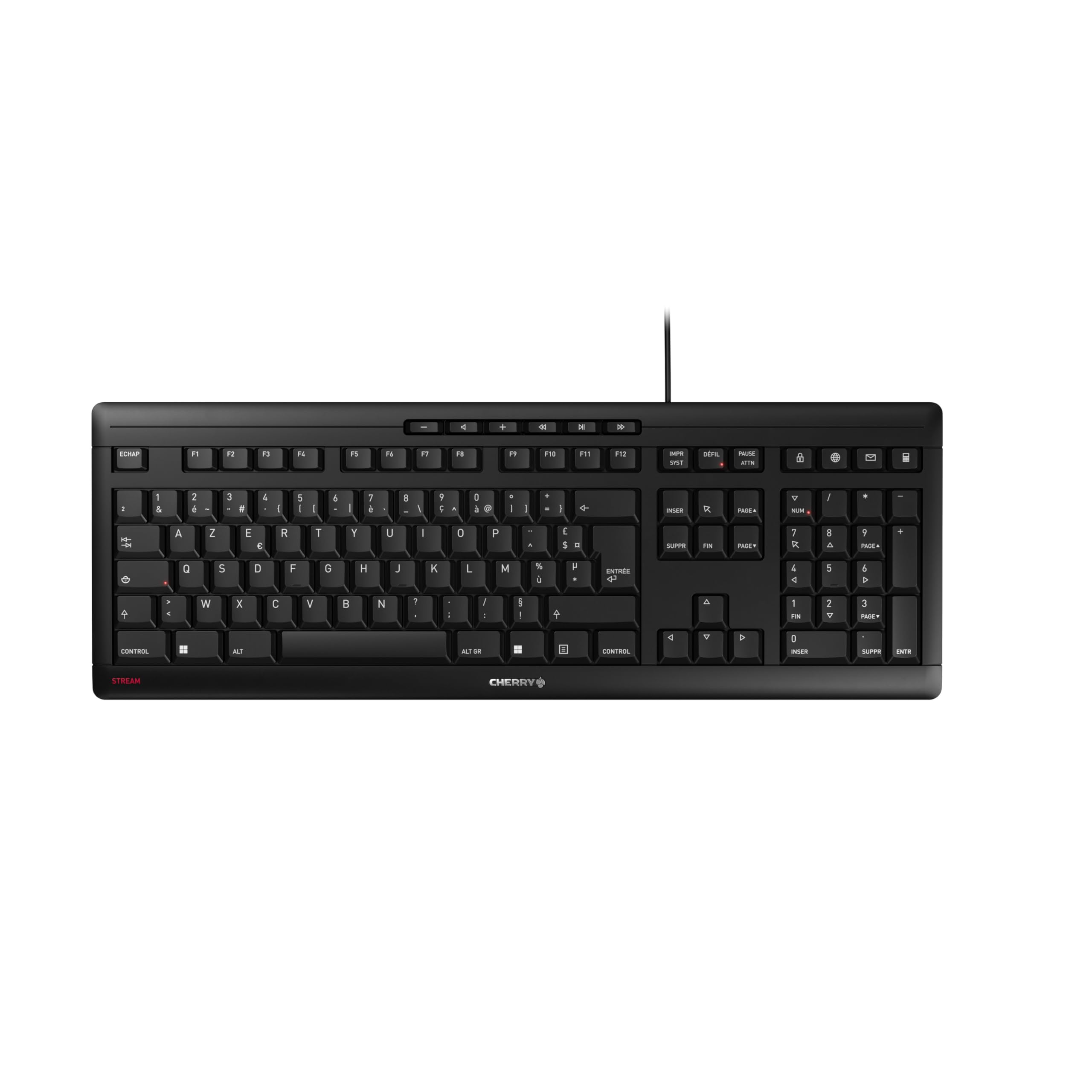 CHERRY STREAM KEYBOARD Schwarz FR (Frankreich) Tastatur (JK-8500FR-2, kabelgebunden, USB-A, kompatibel mit Windows 10, Windows 11, Windows 7, Windows 8) - Bild 1