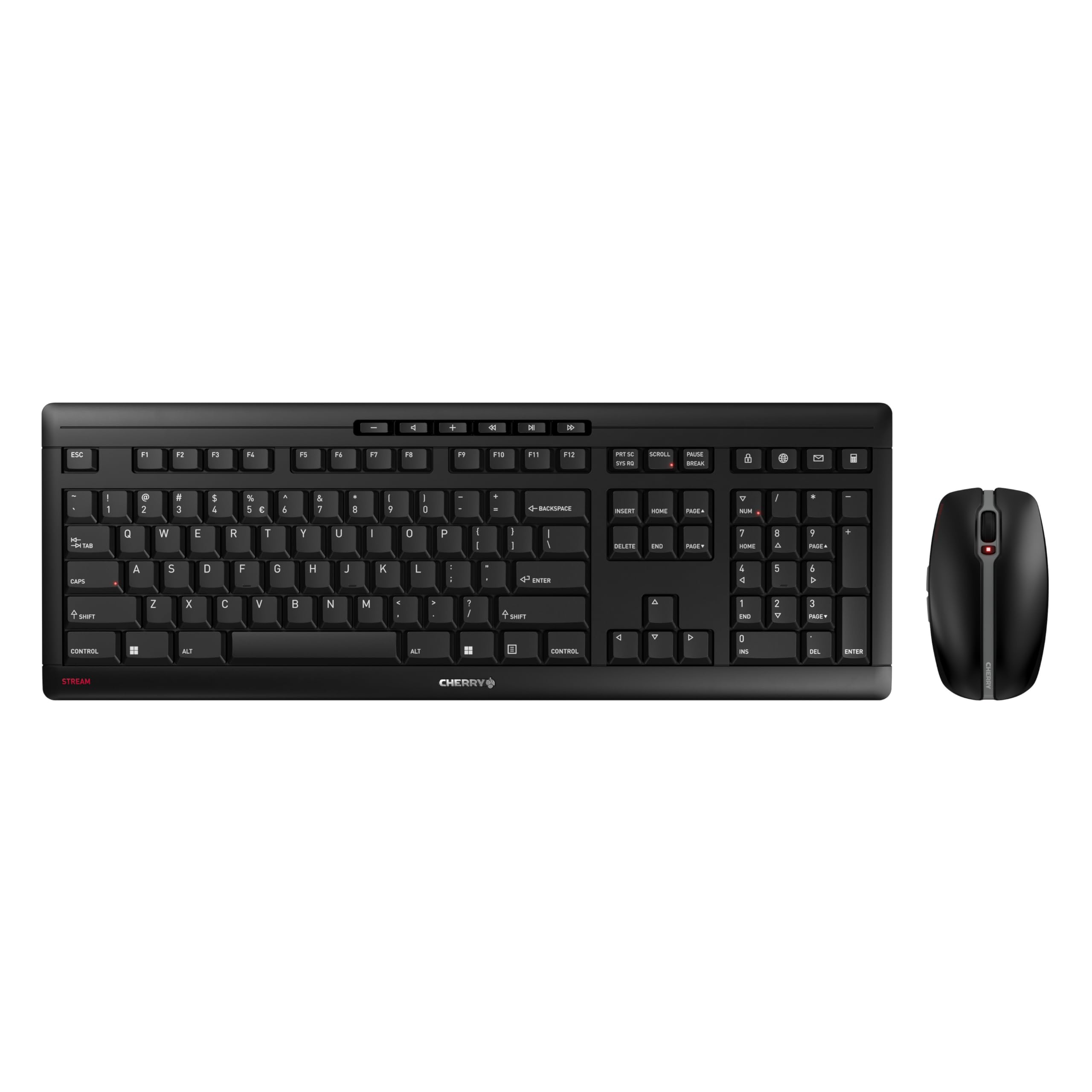 CHERRY Stream Desktop kabellos EU (USA + &euro;-Symbol) Maus-Tastatur-Set (Schwarz, Grau, 2.4 Ghz Wireless, Nano-USB-Empf&auml;nger, 3 x AA Batterie) - Bild 1