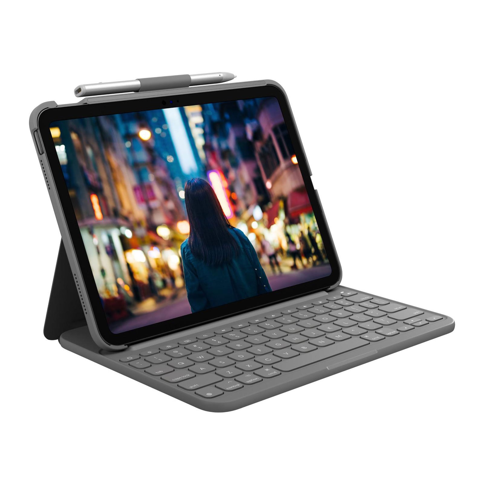 Logitech Slim Folio f&uuml;r iPad 10.Generation Oxford Grey Tablet-Tastatur mit Bookcover - Bild 1