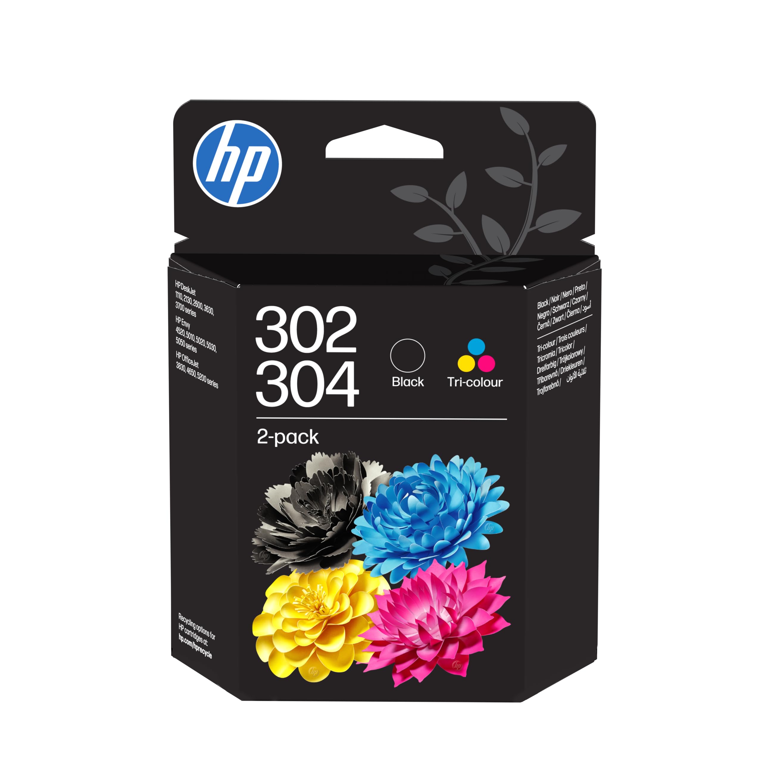 HP 302/304 Farbe/Schwarz Druckerpatrone Kombipaket (2er-Pack) (B82L1AE, kompatibel mit HP DeskJet 2620, 2622, 2630, 2632, 2633, 2634, 3630, 3633, 3639, 3720, 3750, 3760, 3762, 3764; HP Envy 4520, 4521, 4524, 4526, 4527, 4528, 5020, 5030, 5032; HP OfficeJet - Bild 1