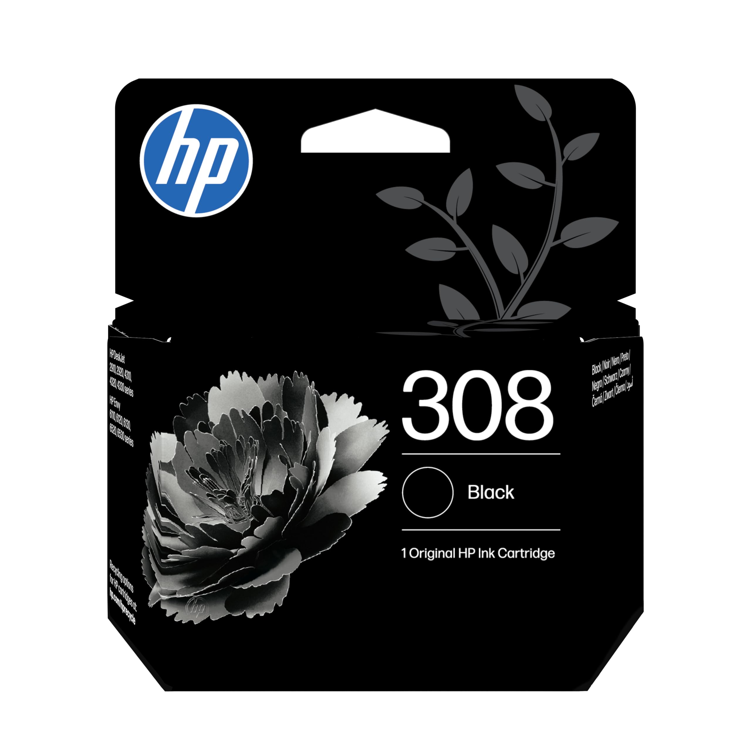 HP 308 Schwarz Original Druckerpatrone (7FP21UE, kompatibel mit HP Envy 6110, 6120, 6130, 6520, 6530 Serie) - Bild 1