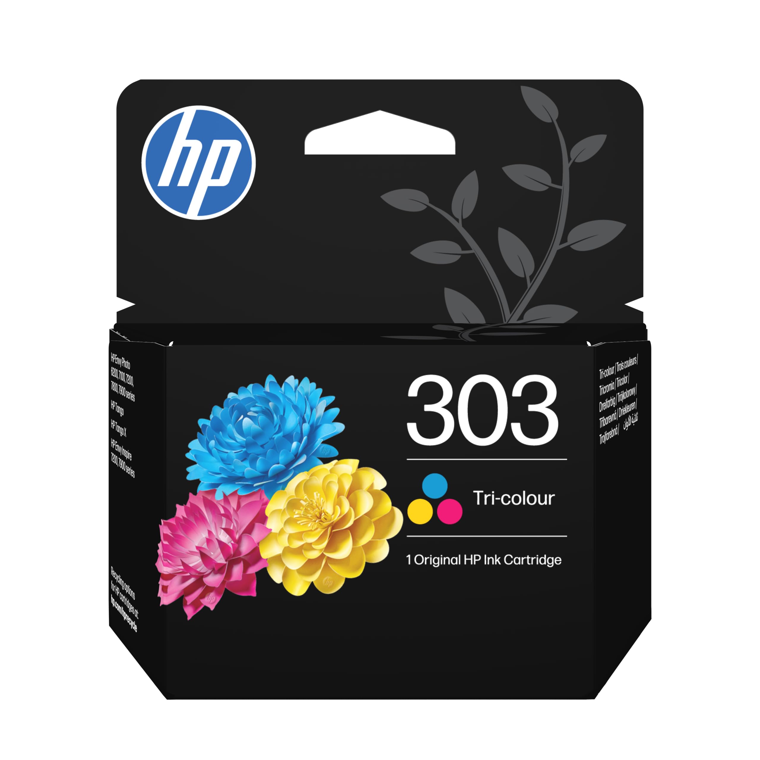 HP 303 Cyan/Magenta/Gelb Original Druckerpatrone (T6N01AE, kompatibel mit HP ENVY 6200 All-in-One Fotodruckerserie, HP ENVY 7100 All-in-One Fotodruckerserie, HP ENVY 7800 All-in-One Fotodruckerserie, HP Tango 100, HP Tango X 110) - Bild 1