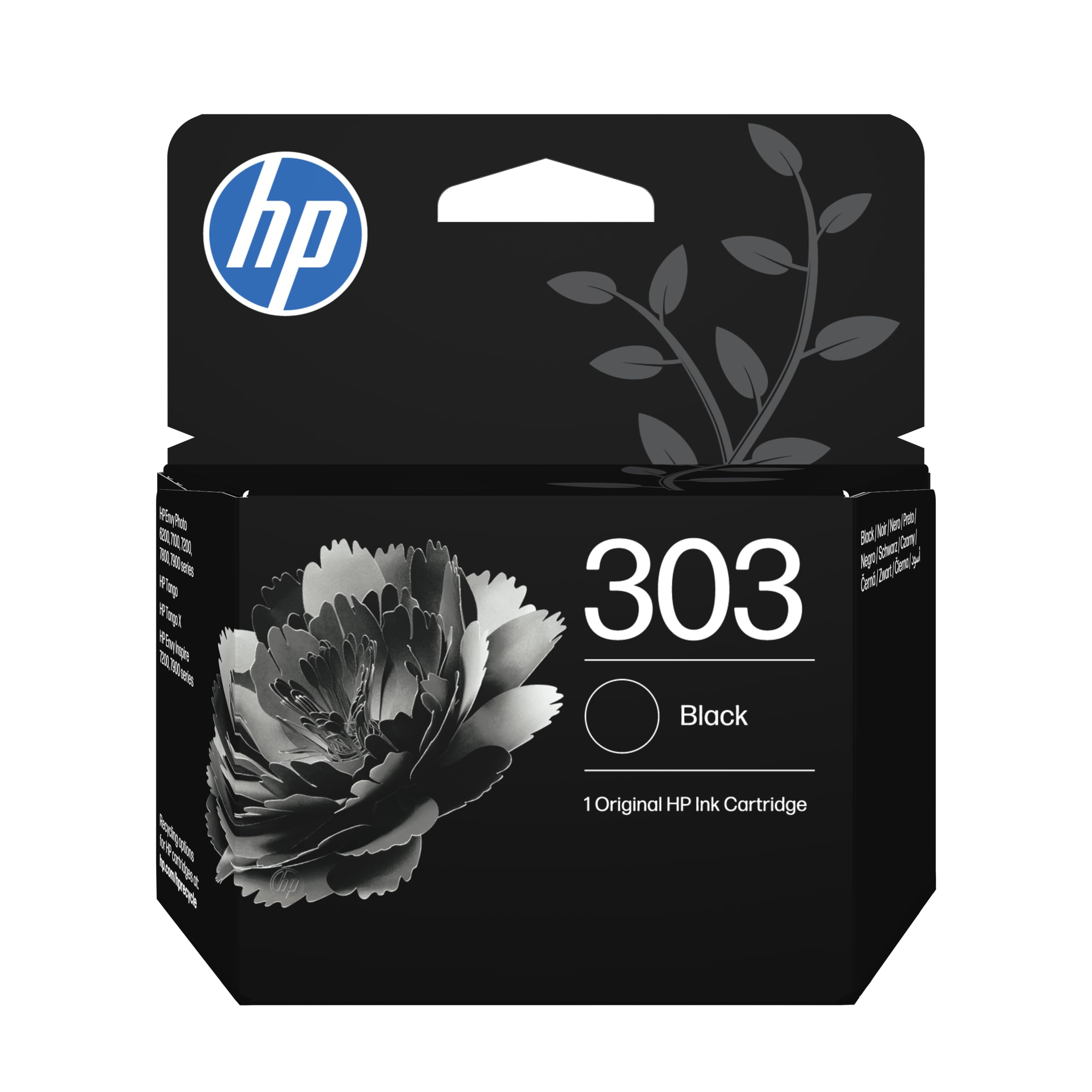 HP 303 Schwarz Original Druckerpatrone Druckerpatrone (T6N02AE, kompatibel mit HP ENVY 6200 All-in-One Fotodruckerserie, HP ENVY 7100 All-in-One Fotodruckerserie, HP ENVY 7800 All-in-One Fotodruckerserie, HP Tango 100, HP Tango X 110) - Bild 1