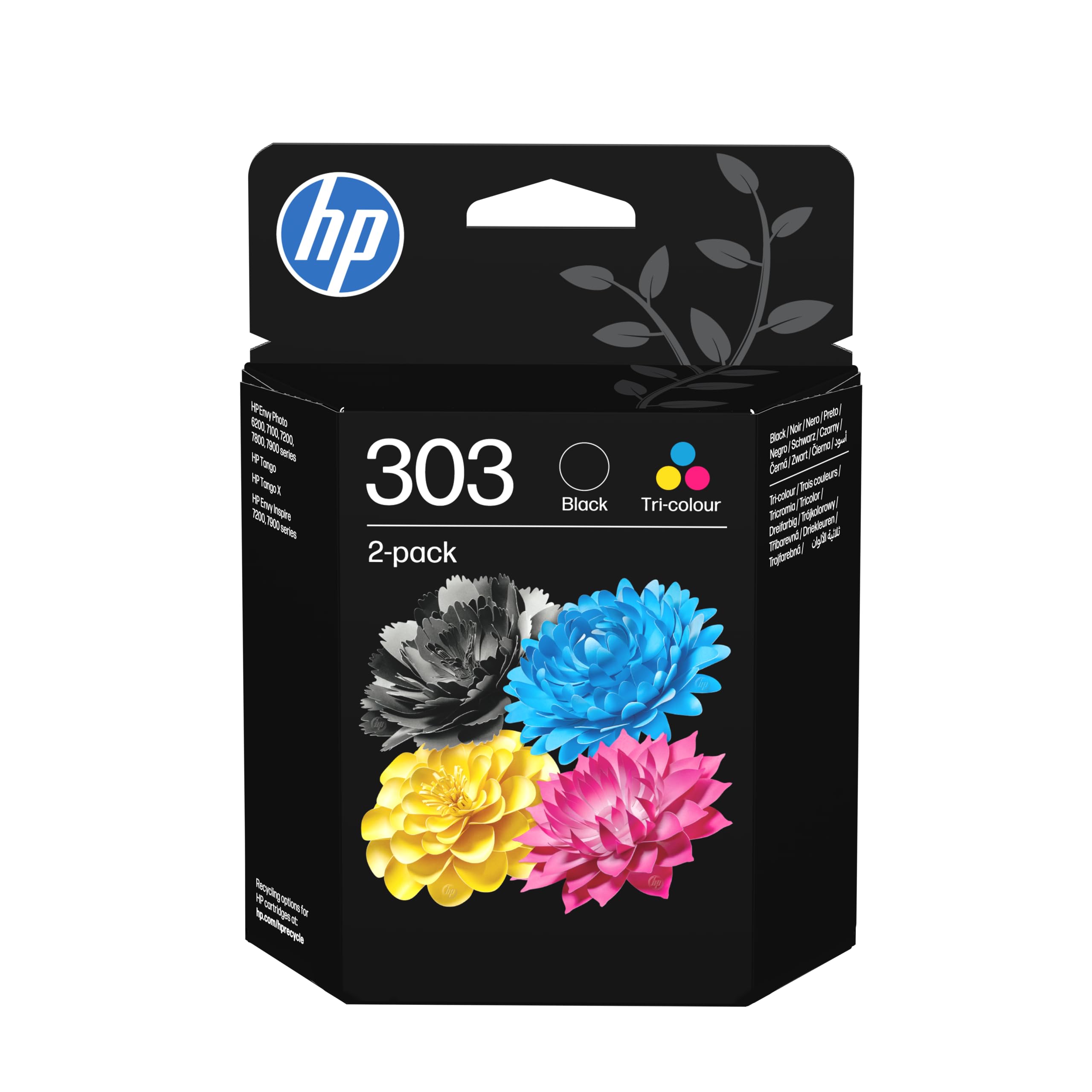 HP 303 2er-Pack Schwarz/Cyan/Magenta/Gelb Original Tintenpatronen (3YM92AE, kompatibel mit HP ENVY 6200 All-in-One Fotodruckerserie, HP ENVY 7100 All-in-One Fotodruckerserie, HP ENVY 7800 All-in-One Fotodruckerserie, HP Tango 100, HP Tango X 110) - Bild 1