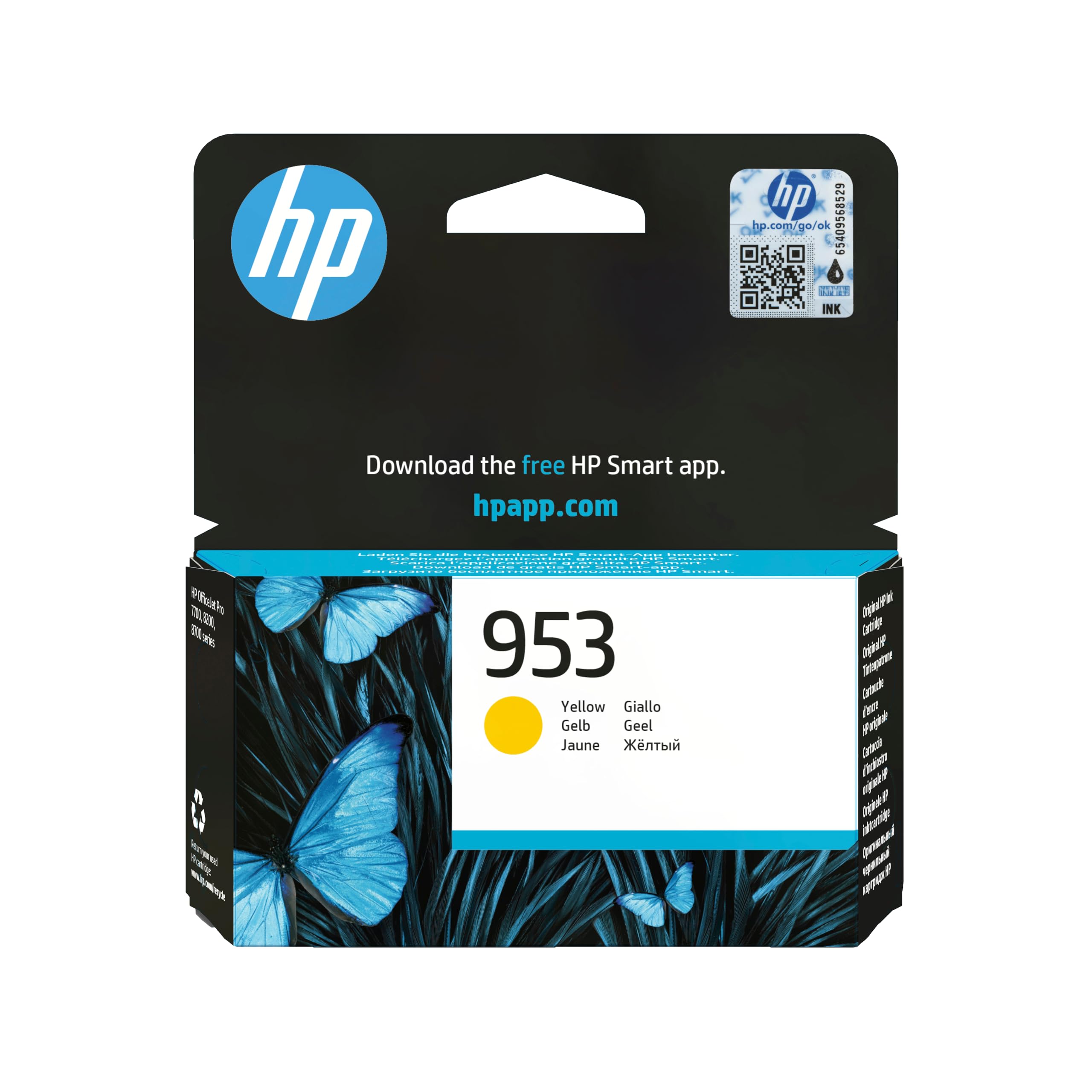 HP 953 Gelb Original Tintenpatrone (F6U14AE, kompatibel mit HP OfficeJet Pro 8730 All-in-One-Drucker, HP OfficeJet Pro 8720 All-in-One-Drucker, HP OfficeJet Pro 8210 Drucker, HP OfficeJet Pro 7740 All-in-One-Gro&szlig;formatdrucker, HP OfficeJet Pro 7730 Wide Fo - Bild 1