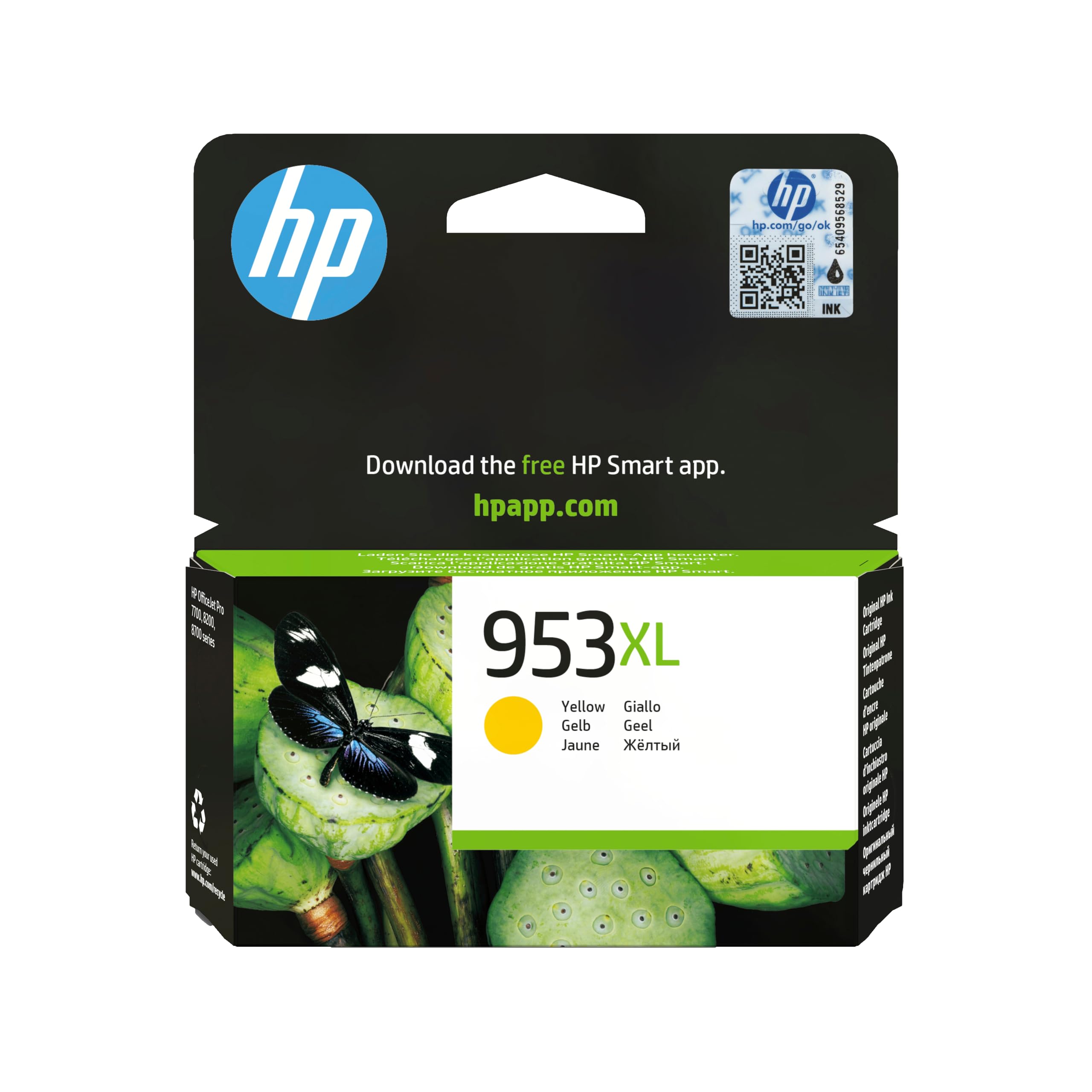 HP 953XL Gelb Original Tintenpatrone mit hoher Reichweite (F6U18AE, kompatibel mit HP OfficeJet Pro 8730 All-in-One-Drucker, HP OfficeJet Pro 8720 All-in-One-Drucker, HP OfficeJet Pro 8210 Drucker, HP OfficeJet Pro 7740 All-in-One-Gro&szlig;formatdrucker, HP Off - Bild 1