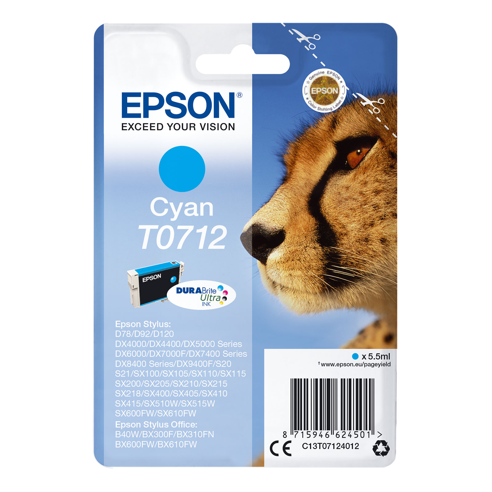 Epson C13T07124012 Gepard Druckerpatrone Cyan - Bild 1