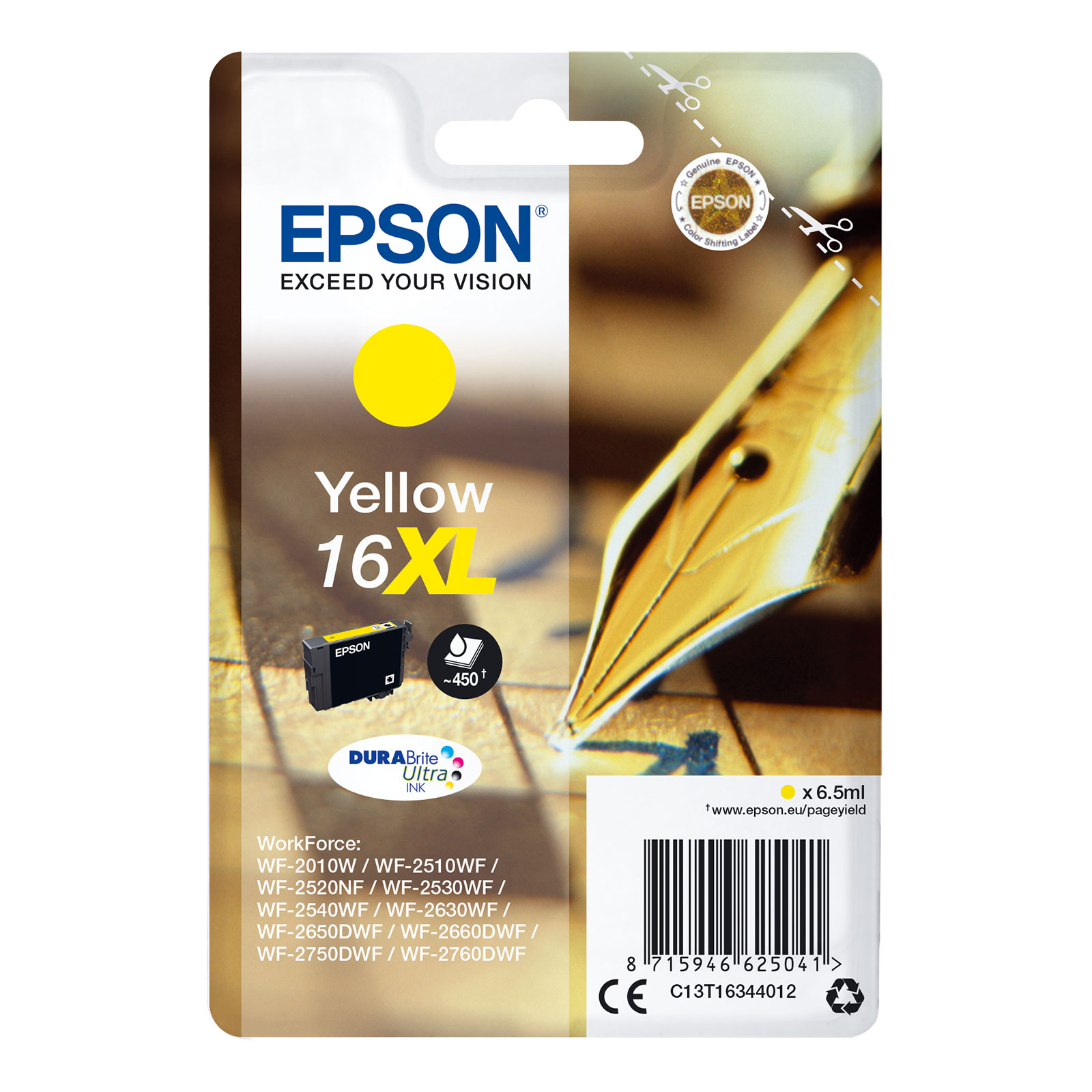 Epson C13T16344012 16XL F&uuml;ller Druckerpatrone Gelb - Bild 1