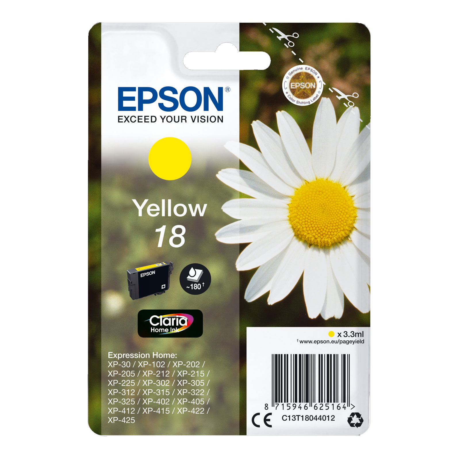 EPSON C13T18044012 Singlepack 18 Claria Home Ink Serie "G&auml;nseblume" Yellow - Bild 1