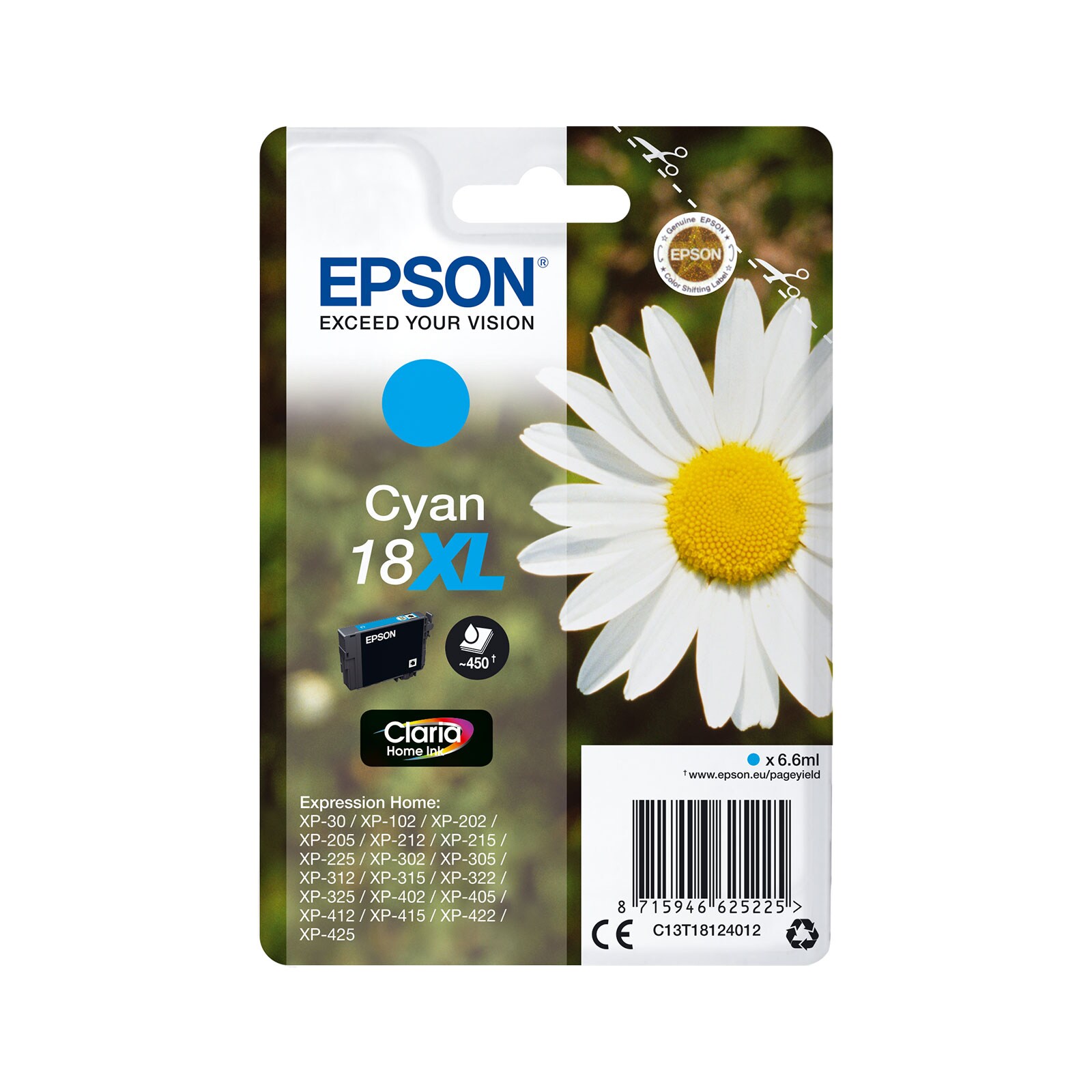 Epson C13T18124012 XL G&auml;nseblume cyan Druckerpatrone - Bild 1