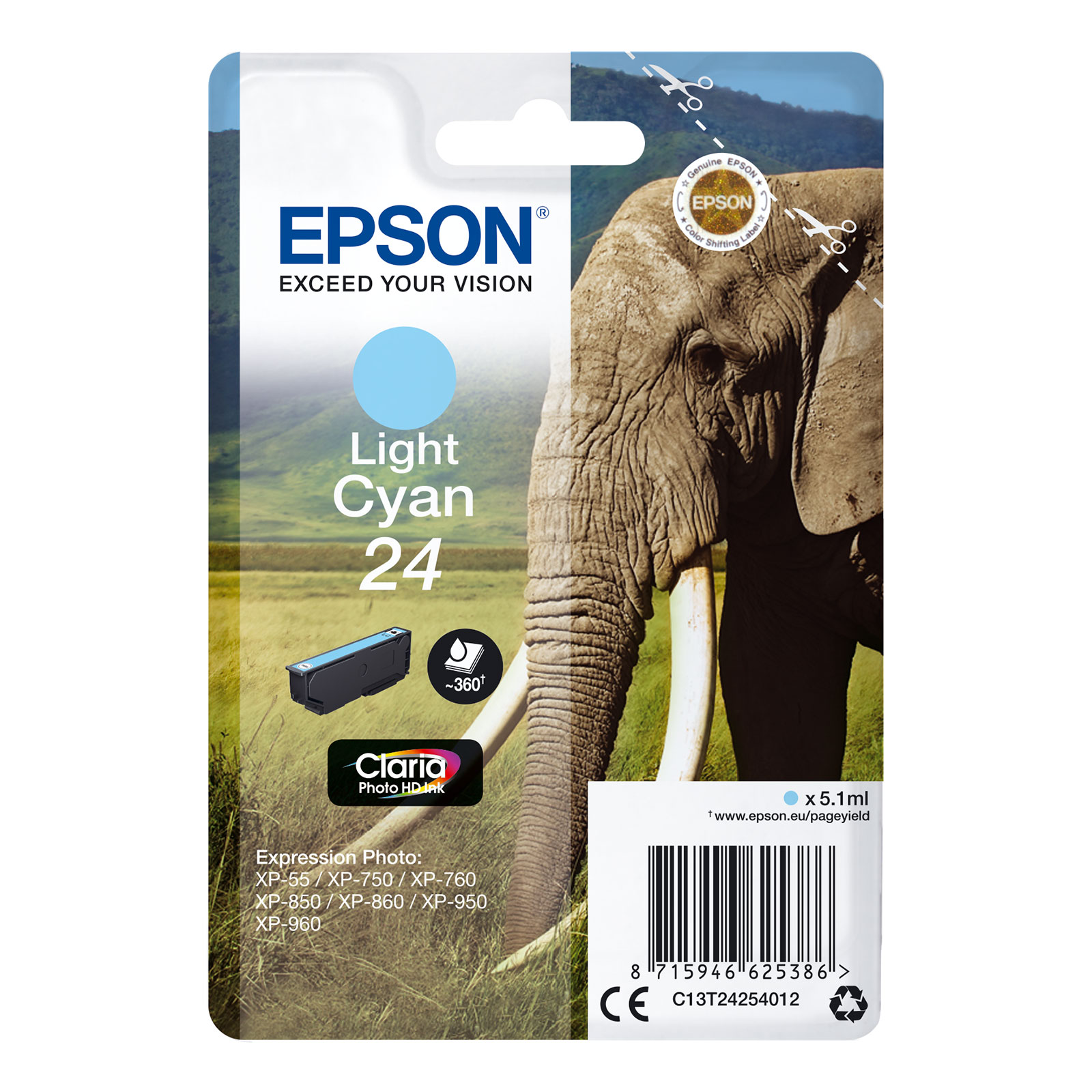 Epson C13T24254012 Elefant Druckerpatrone light Cyan - Bild 1