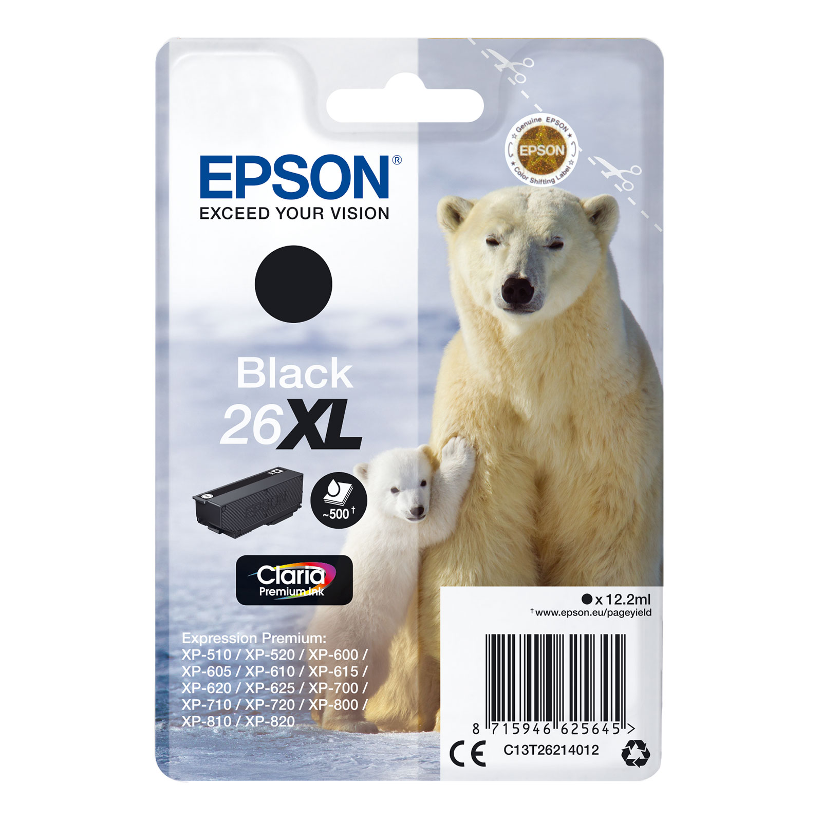 Epson C13T26214012 26XL Eisb&auml;r Druckerpatrone Schwarz - Bild 1