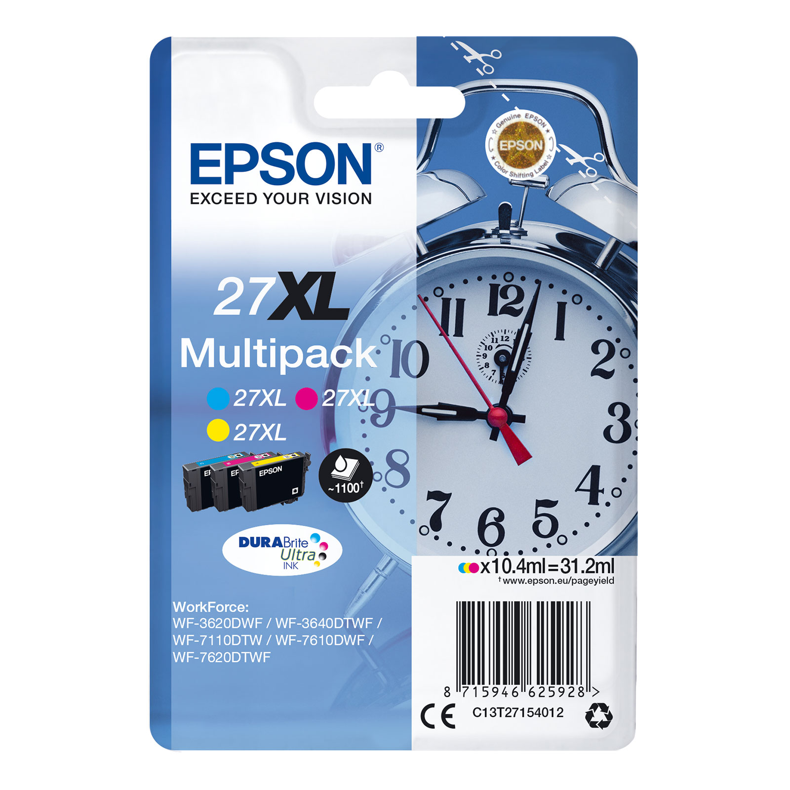 Epson T2715 XL Wecker Druckerpatronen-Multipack Cyan/Magenta/Gelb - Bild 1
