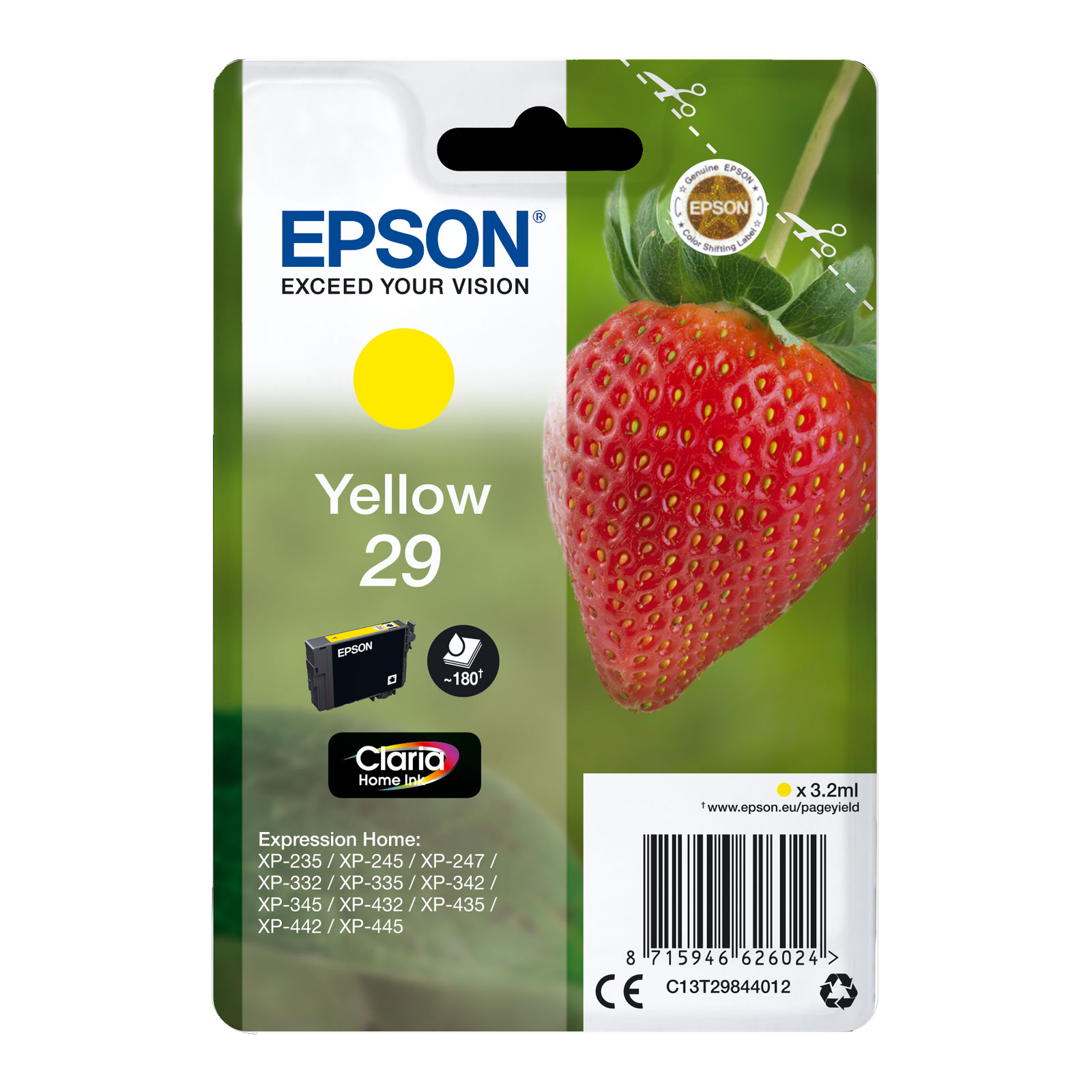 Epson C13T29844012 Singlepack 29 Claria Home Ink Serie "Erdbeere" Yellow - Bild 1