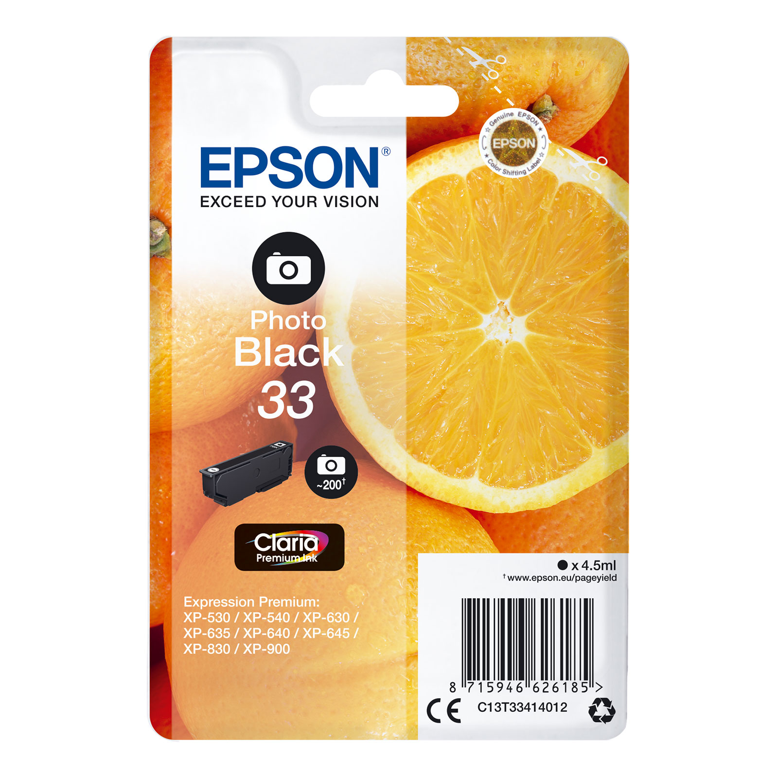Epson C13T33414012 PBK Orange Druckerpatrone Schwarz - Bild 1