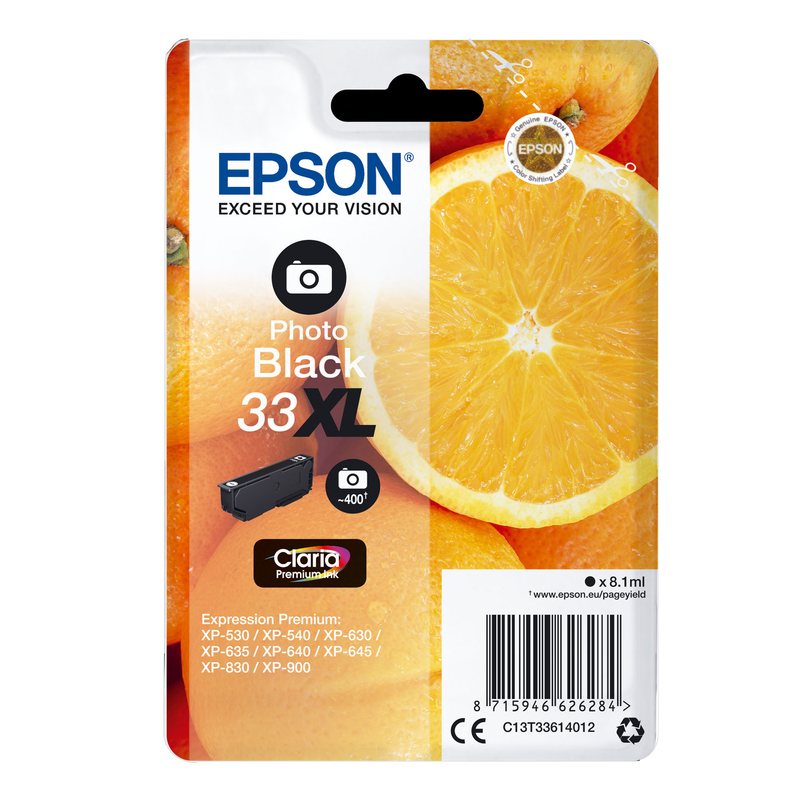 Epson C13T33614012 Singlepack 33XL Claria Premium Ink Serie "Orange" Photo Black - Bild 1