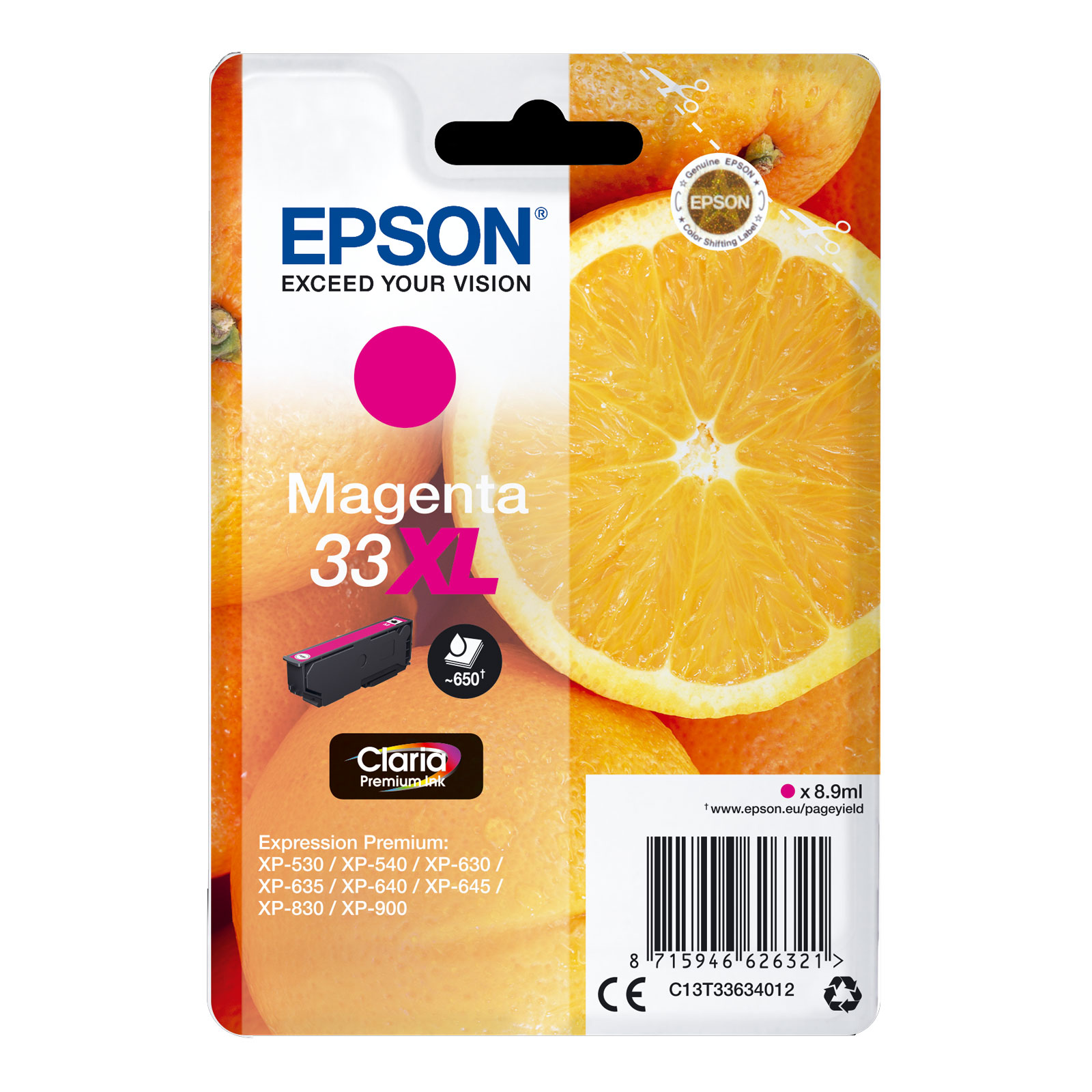 Epson C13T33634012 Singlepack 33XL Claria Premium Ink Serie "Orange" Magenta - Bild 1