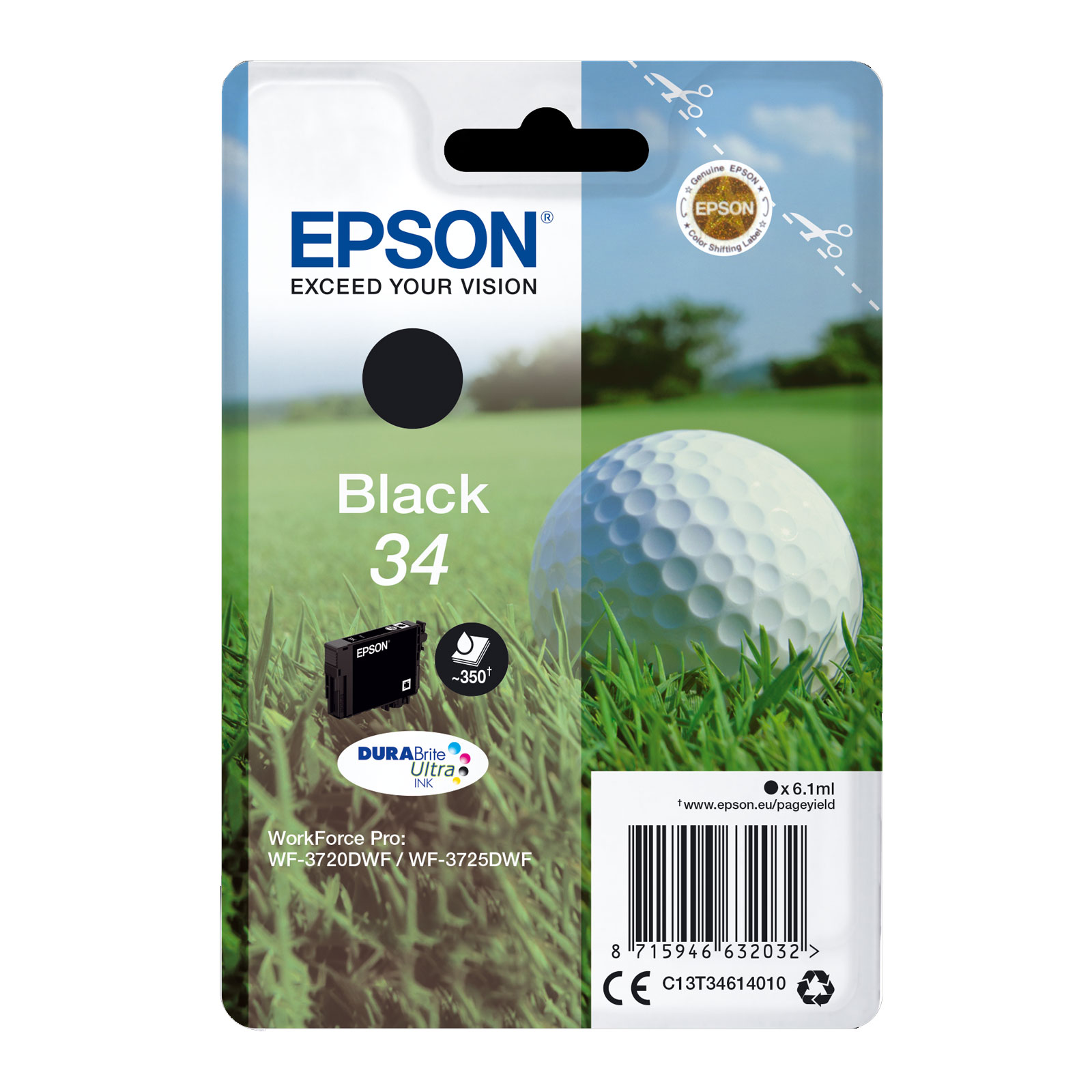 Epson C13T34614010 Singlepack 34 DURABrite Ultra Ink Serie "Golfball" Black - Bild 1