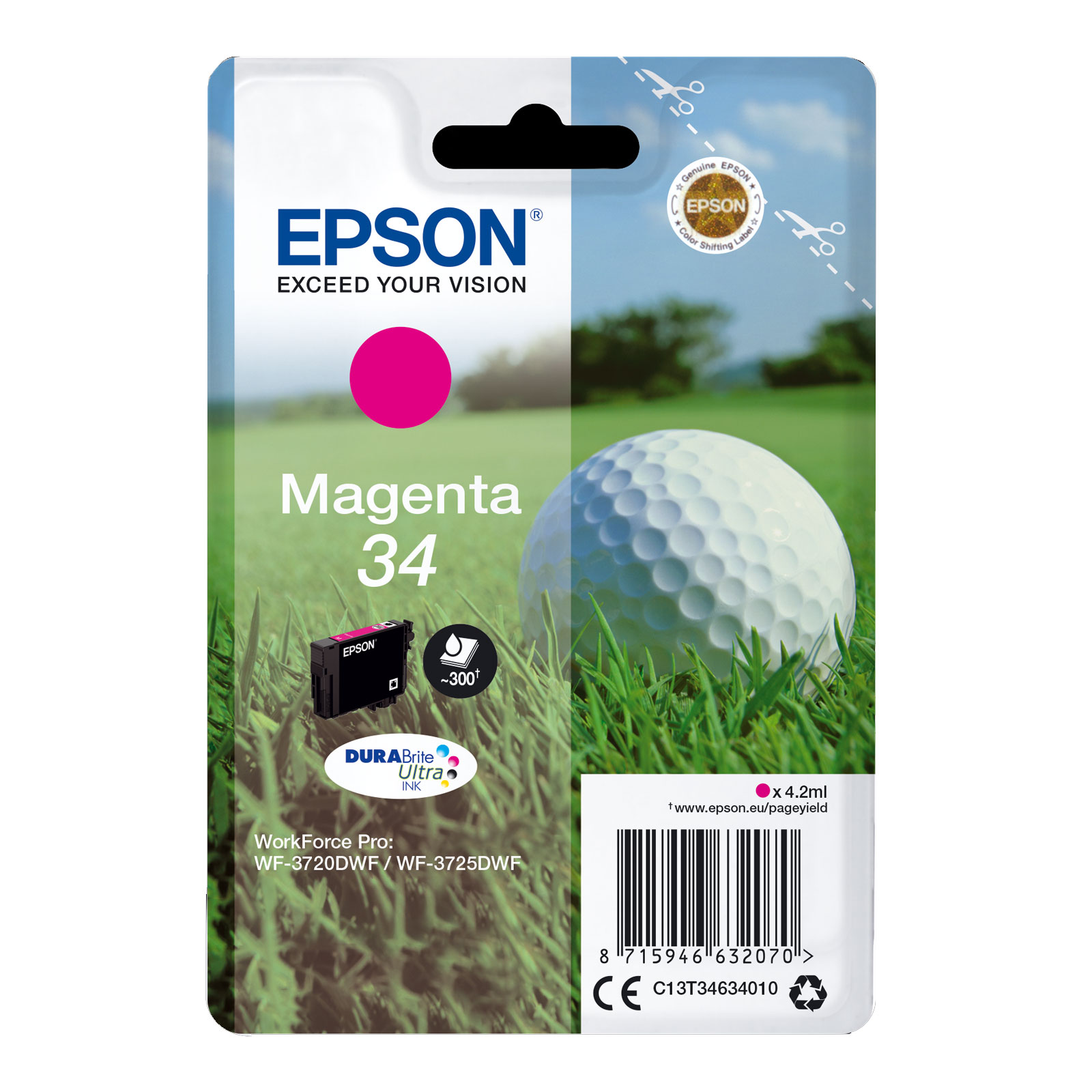 Epson C13T34634010 Singlepack 34 DURABrite Ultra Ink Serie "Golfball" Magenta - Bild 1