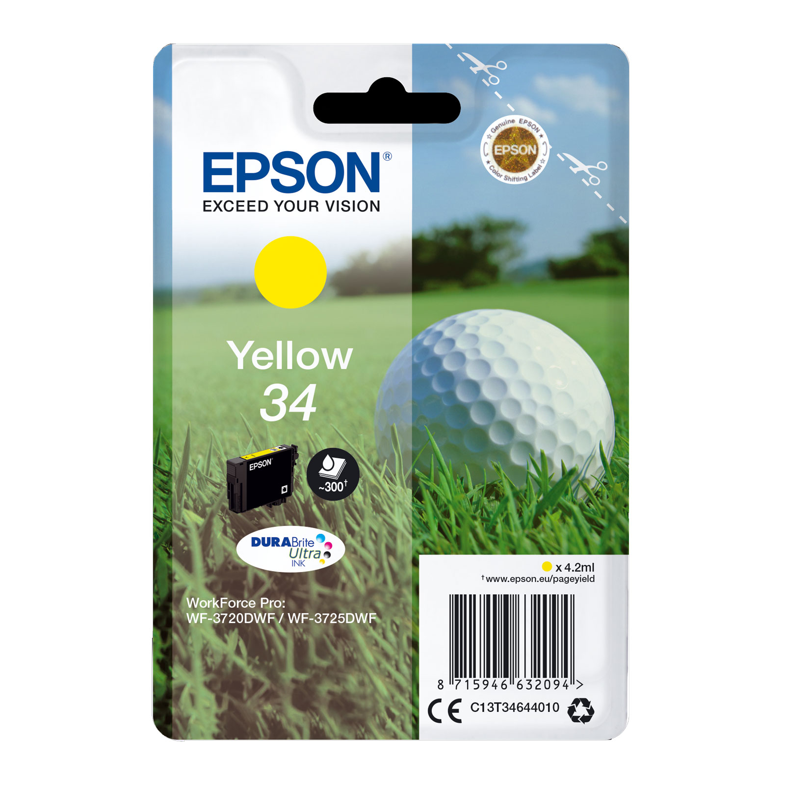 Epson C13T34644010 Singlepack 34 DURABrite Ultra Ink Serie "Golfball" Yellow - Bild 1