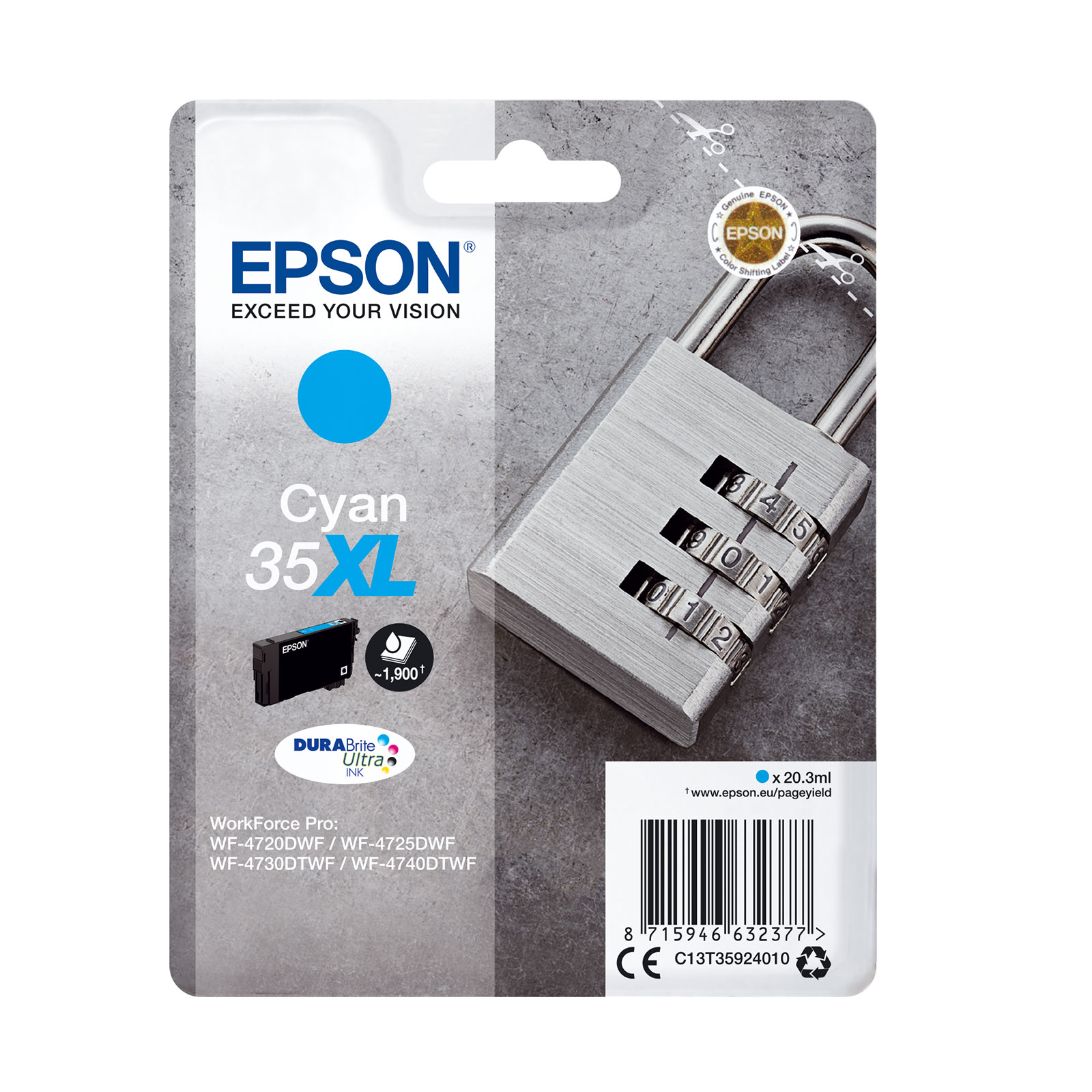 Epson C13T35924010 Schloss XL cyan Druckerpatrone - Bild 1