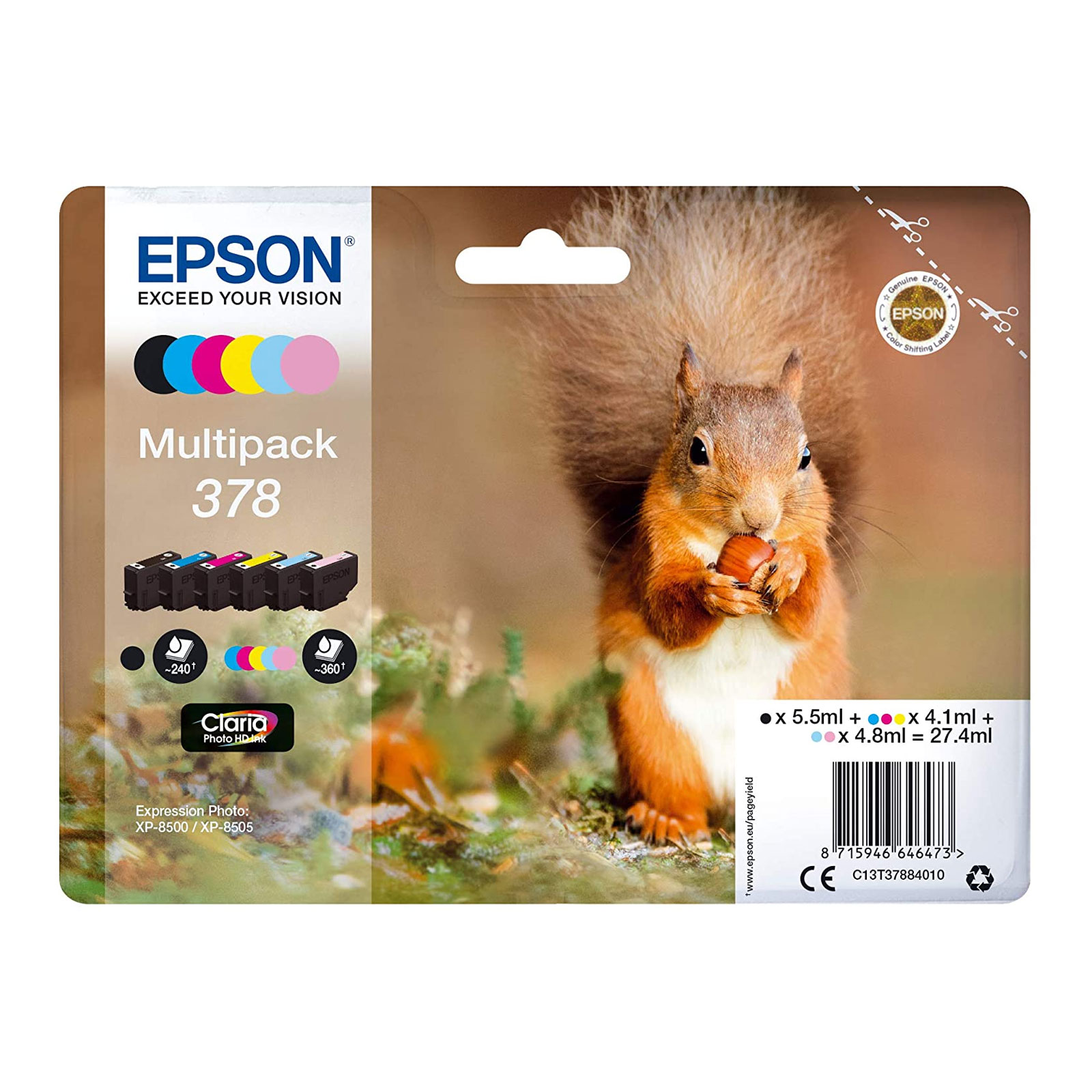 Epson C13T37884010 Multipack 378 "Eichh&ouml;rnchen" (4-farbig) - Bild 1