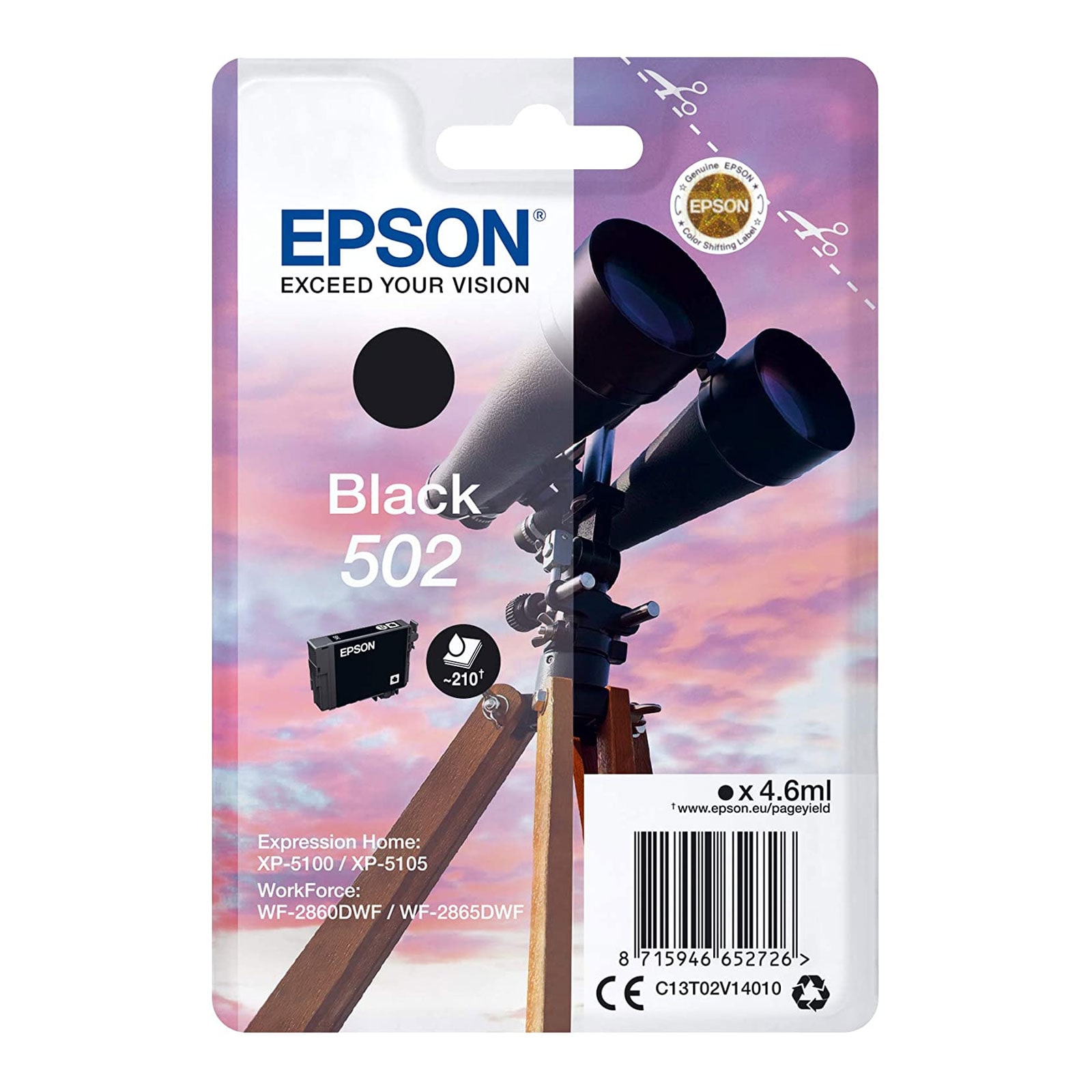 Epson C13T02V14010 Singlepack 502 Ink Serie "Fernglas" Black - Bild 1