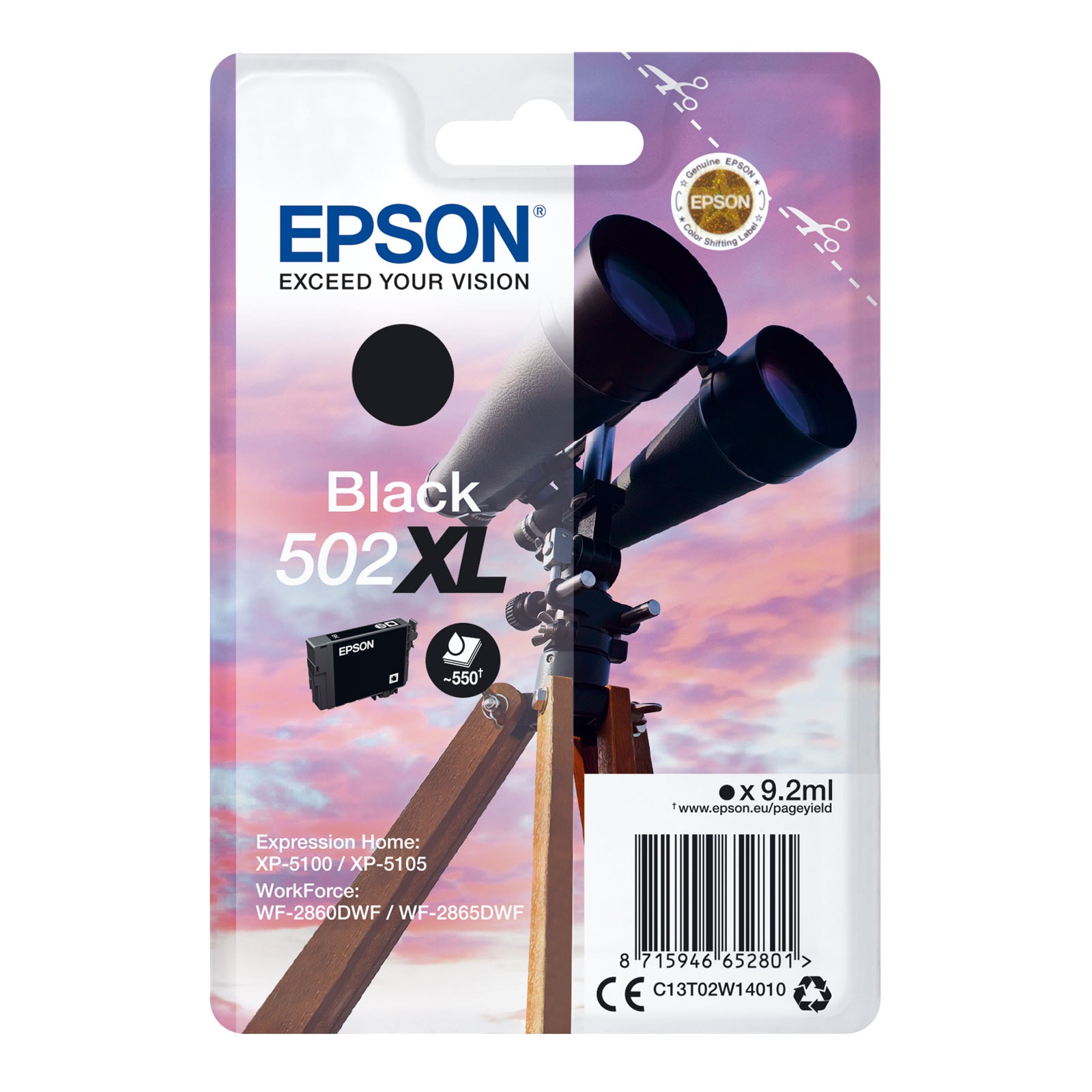 Epson C13T02W14010 Singlepack 502 Ink Serie "Fernglas" XL Black - Bild 1