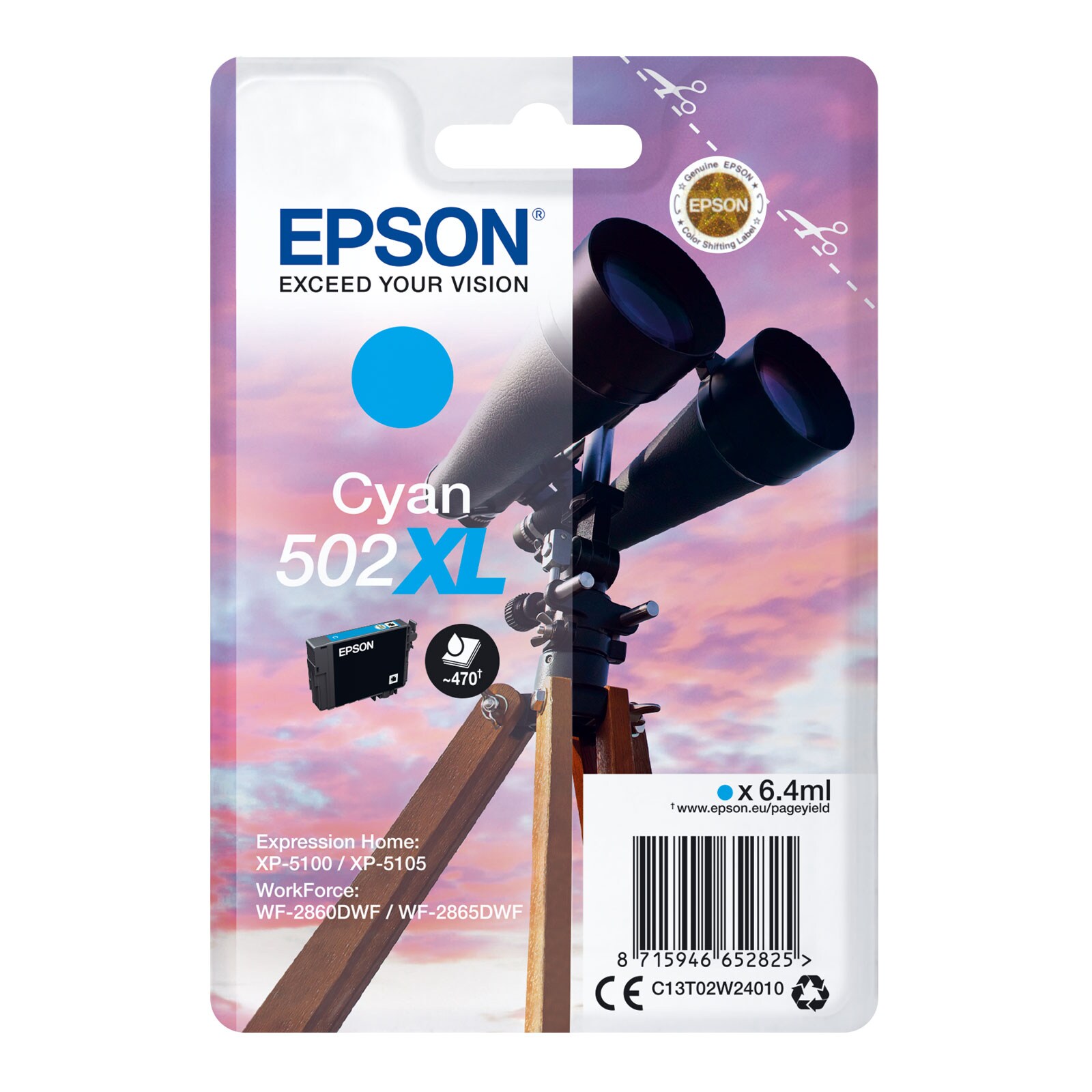 Epson C13T02W24010 Singlepack 502 Ink Serie "Fernglas" XL Cyan - Bild 1