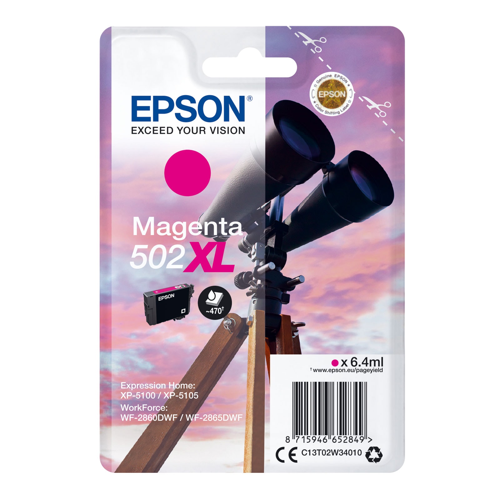 Epson C13T02W34010 Singlepack XL 502 Ink Serie "Fernglas" Magenta - Bild 1