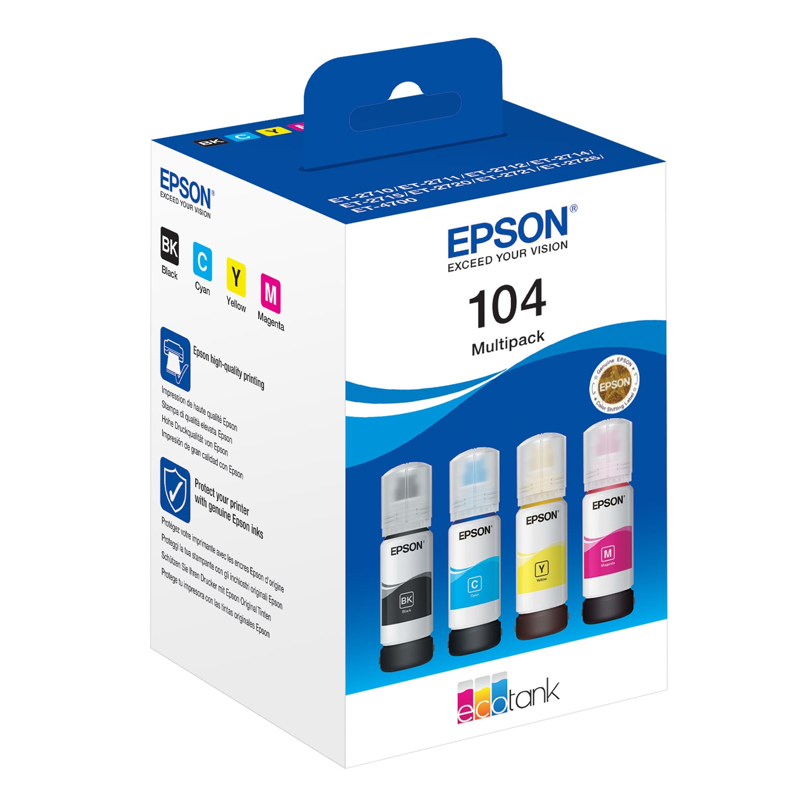 Epson 104 EcoTank 4-colour Multipack Tintenflaschen Cyan/Magenta/Gelb/Schwarz - Bild 1