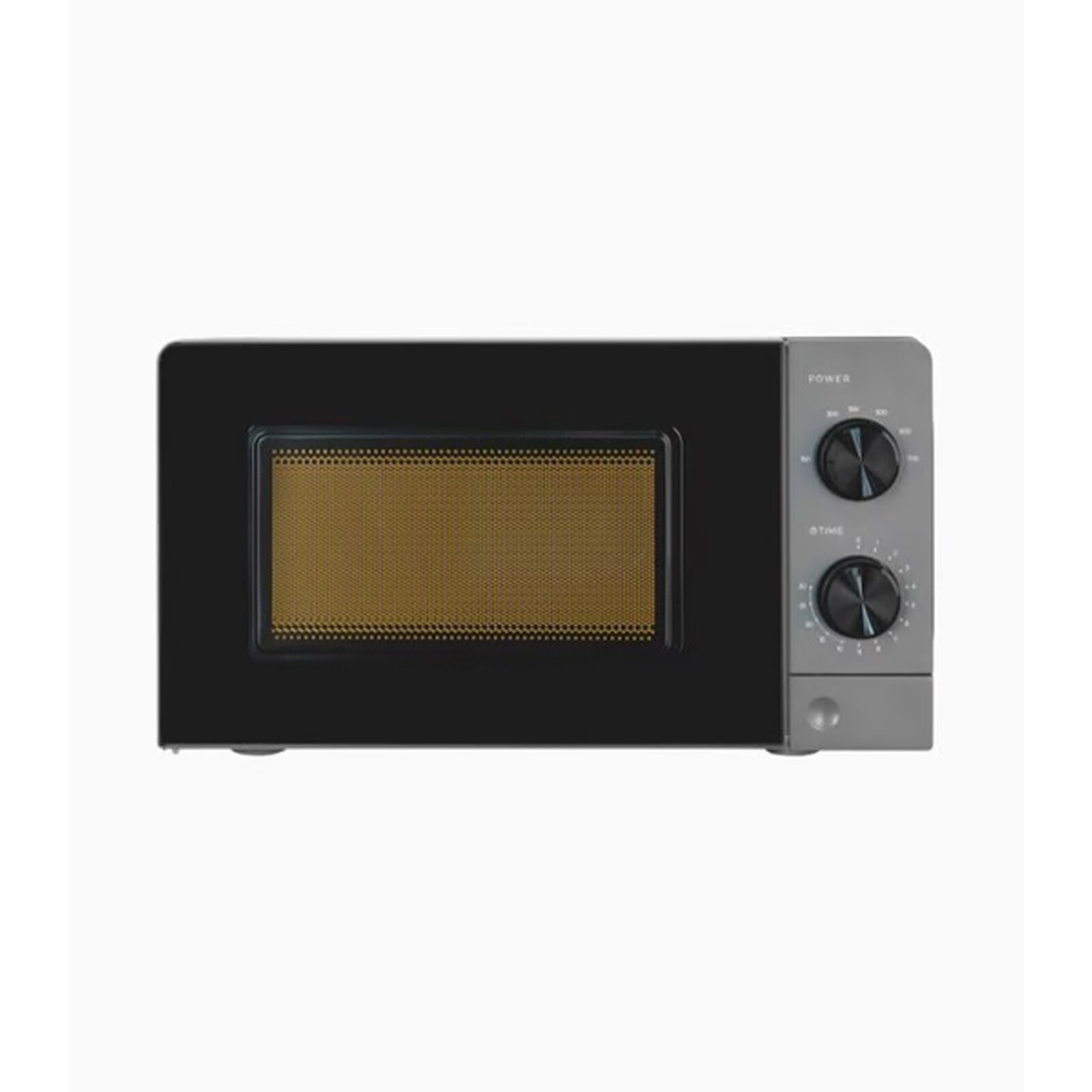EXQUISIT MW950-70 grau Mikrowelle (20 Liter, 700 Watt max. Mikrowellenleistung, lackierter Garraum, 6 Leistungsstufen inkl. Auftaufunktion, Drehteller 24,5 cm Ø, mechanische Zeitschaltuhr, Innenbeleuchtung, Grau/Schwarz)