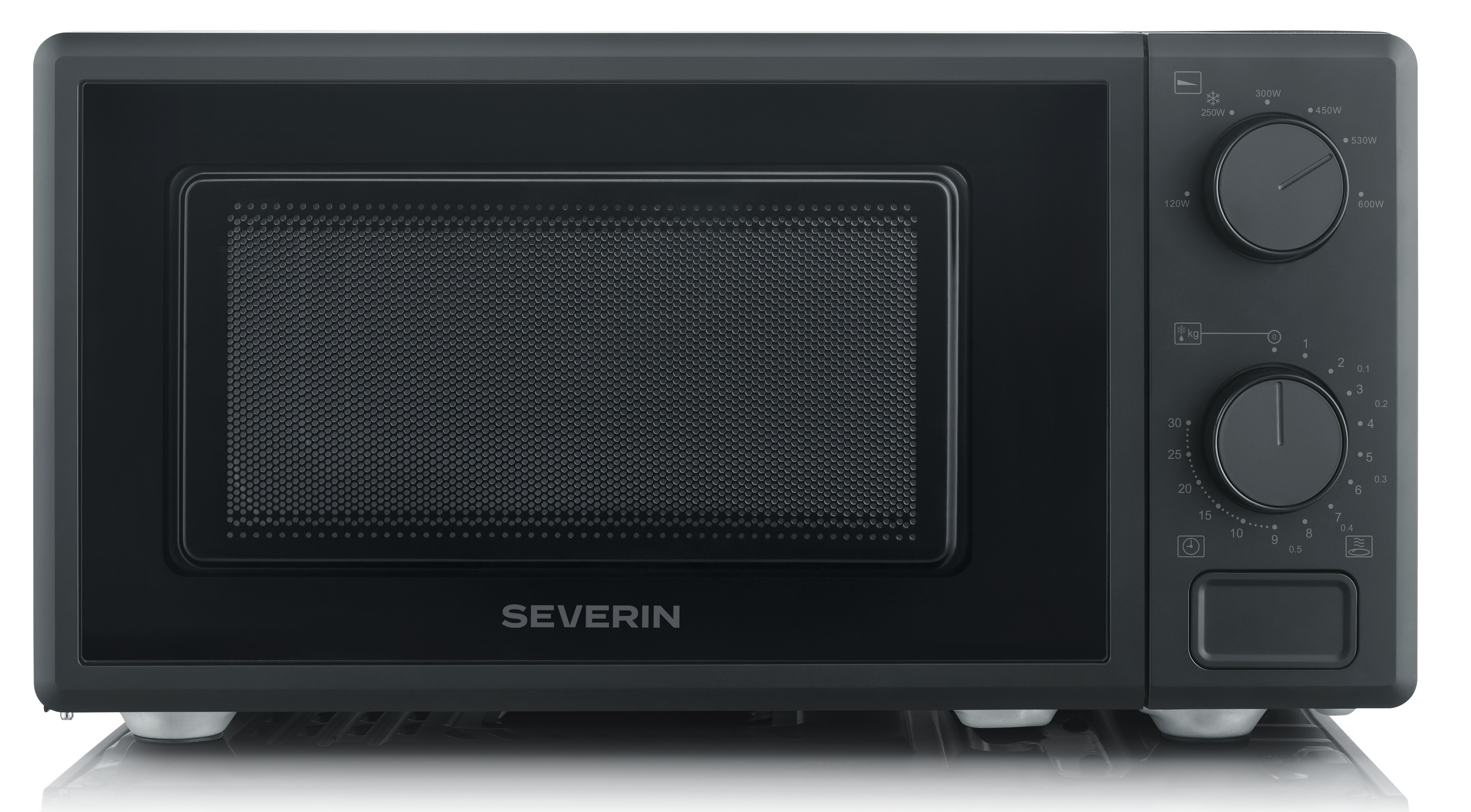 SEVERIN MW 7882 Mikrowelle (Kompaktes Design, 17 Liter, 600 Leistung Leistung, 5 Leistungsstufen, Auftau-Funktion, Drehteller 24,5 cm, 30 Minuten Timer, lackierter Innenraum, Schwarz) - Bild 1