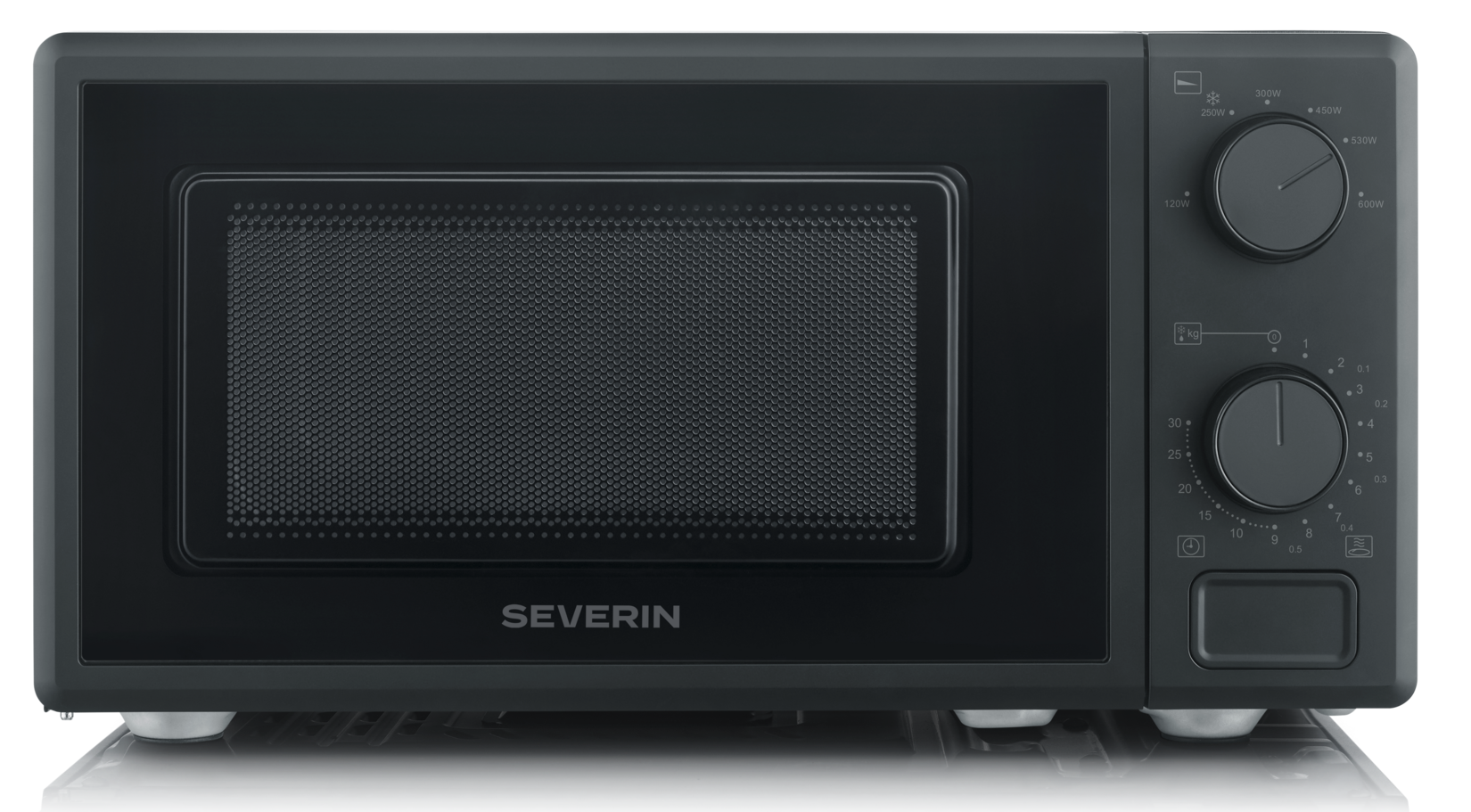 SEVERIN MW 7882 Mikrowelle (Kompaktes Design, 17 Liter, 600 Leistung Leistung, 5 Leistungsstufen, Auftau-Funktion, Drehteller 24,5 cm, 30 Minuten Timer, lackierter Innenraum, Schwarz)