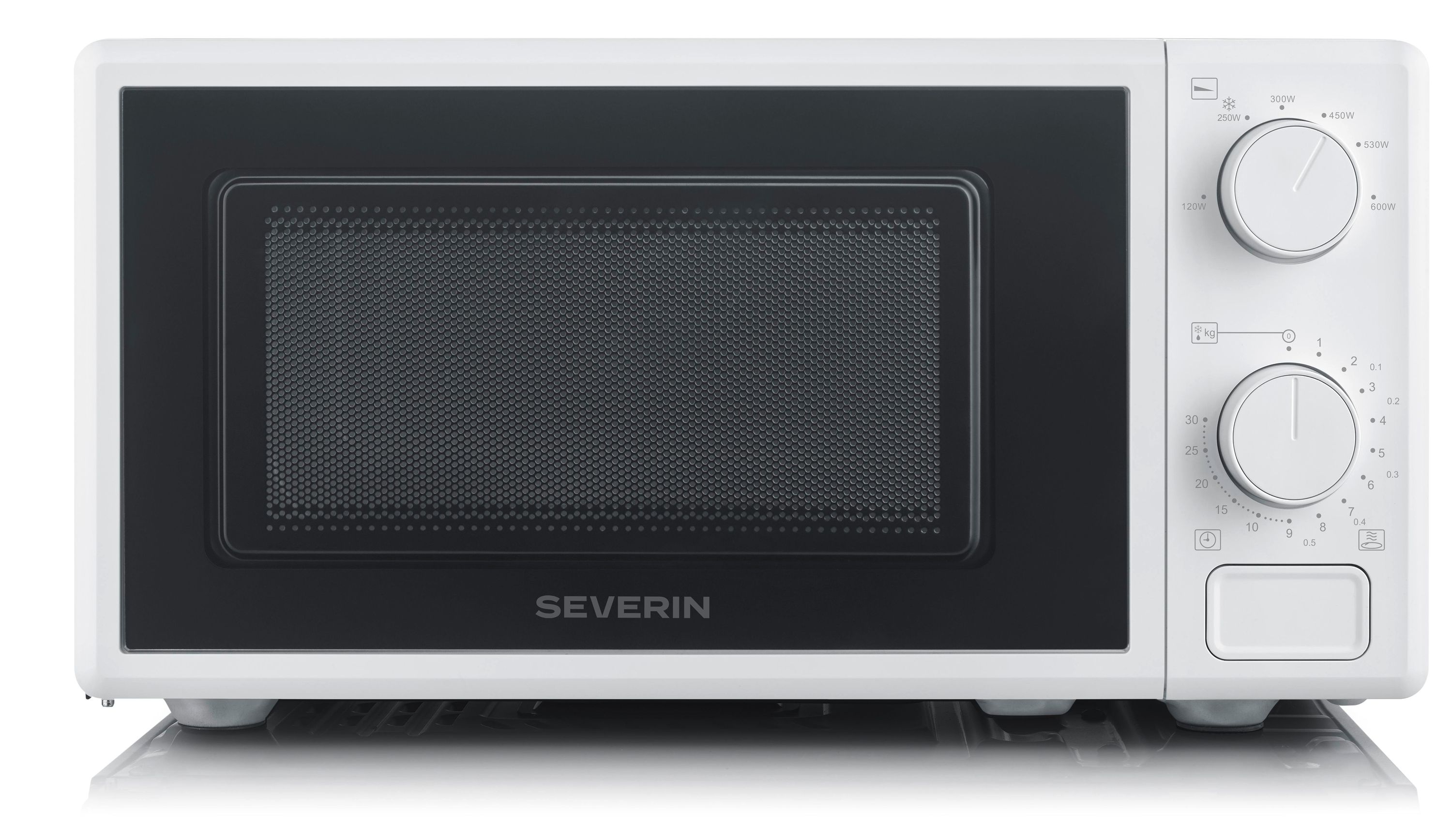 SEVERIN MW 7883 Mikrowelle (Kompaktes Design, 17 Liter, 600 Leistung Leistung, 5 Leistungsstufen, Auftau-Funktion, Drehteller 24,5 cm, 30 Minuten Timer, lackierter Innenraum, Wei&szlig;) - Bild 1