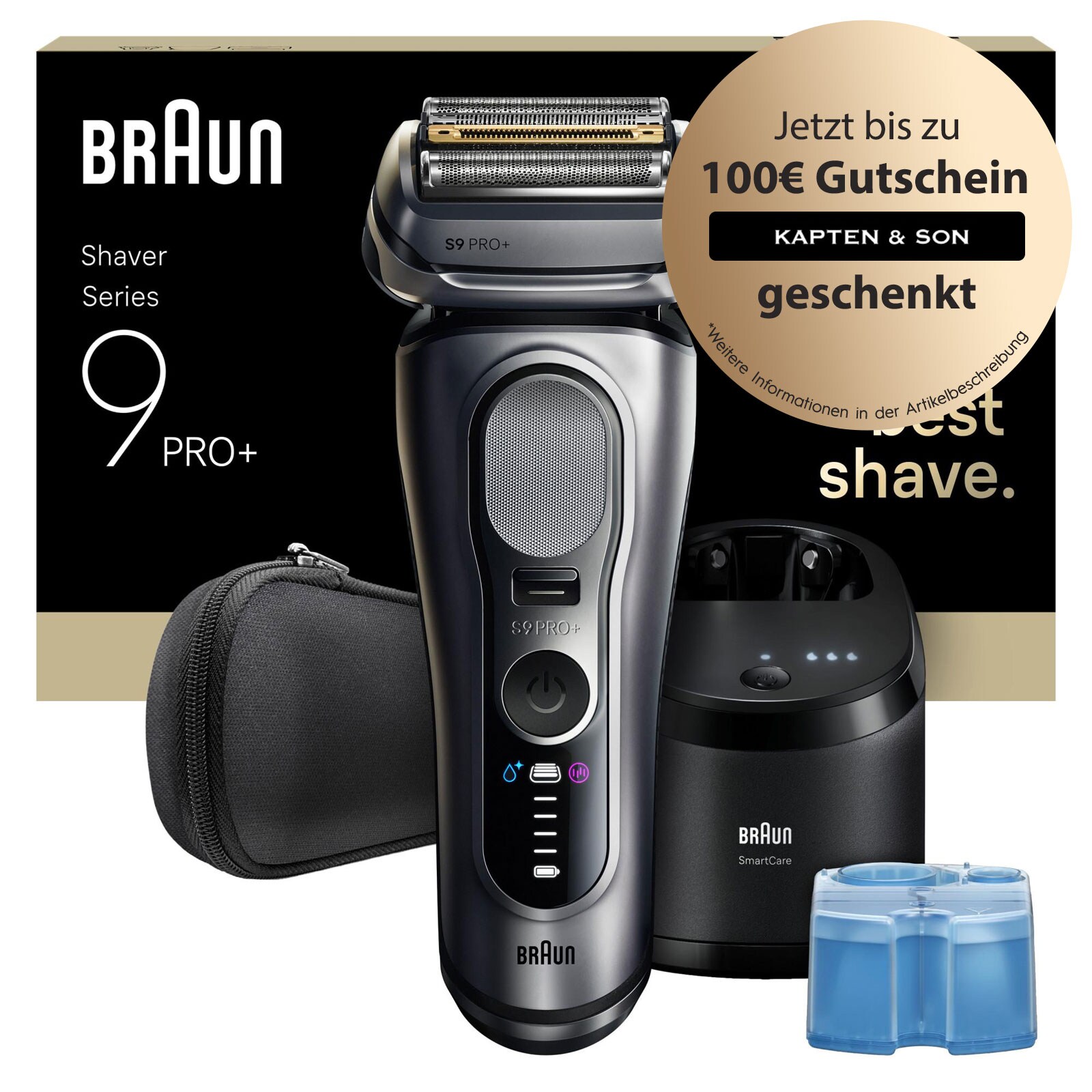 BRAUN Series 9 PRO+ Elektrorasierer, Pro-SensoAdapt, SmartCare Center, 9667cc Herrenrasierer (Akkubetrieb, 5+1 Scherkopf-Technologie, Direct&Cut Klinge, ProTrimmer, hautschonende OptiFoil, SkinGuard, titanbeschichtete ProLift-Klinge, Pro-SensoAdapt Technol - Bild 1