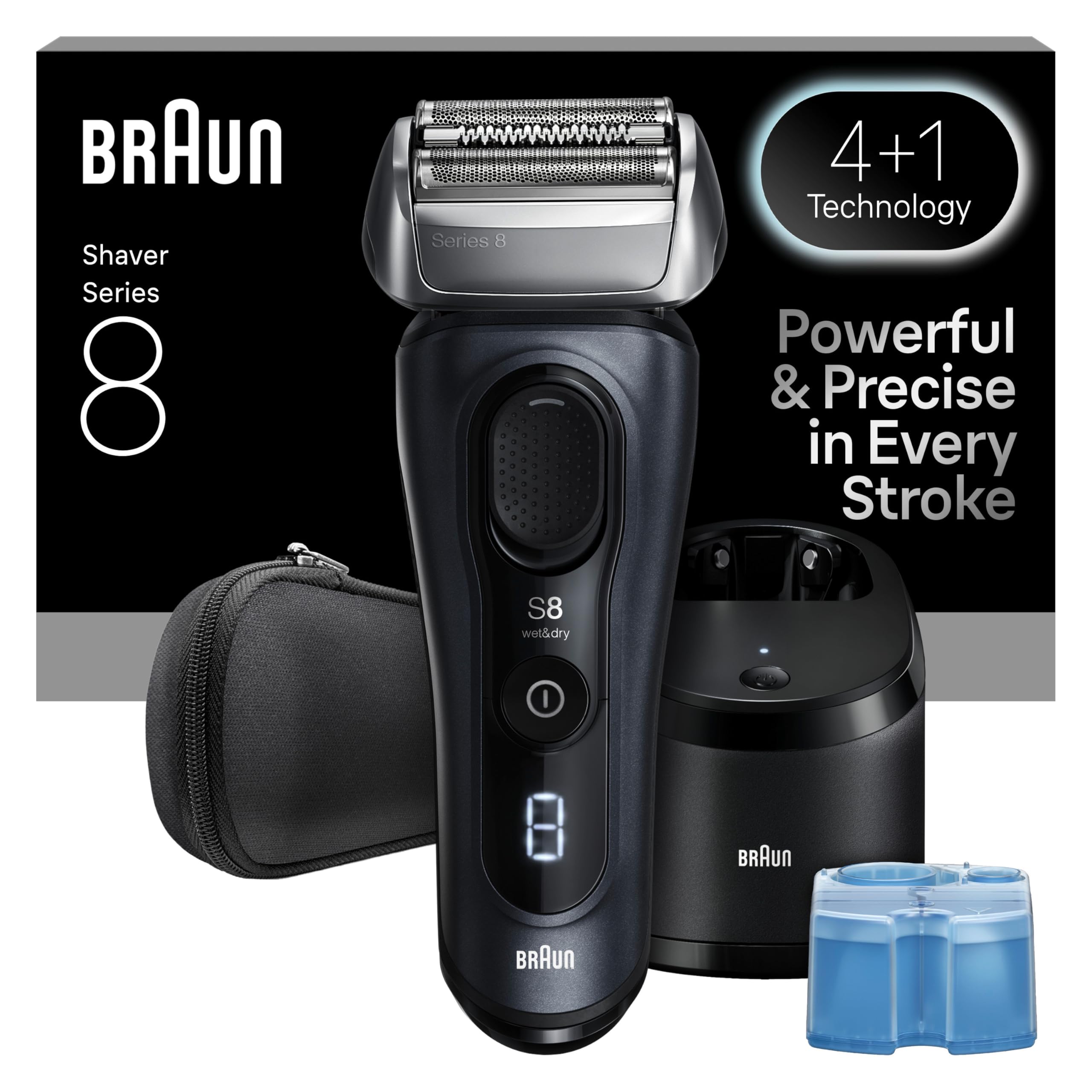 BRAUN Series 8 Elektrorasierer, SensoAdapt, SmartCare Center, 8663cc Herrenrasierer (Akkubetrieb, 4+1 Technologie: Pr&auml;zisionsscherkopf & Trimmer, mit OptiFoil Spezialklinge und SensoAdapt-Technologie, bis zu 60 Min. kabellose Laufzeit, 100% wasserdicht, he - Bild 1