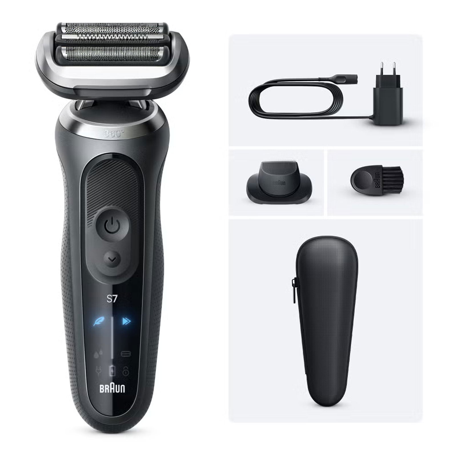 BRAUN Series 7 Elektrorasierer, +1 Aufsatz, 72-G1200s Herrenrasierer (Akkubetrieb, 360&deg; SkinFlex Kopf, 3 Rasiermodi, kabellose Laufzeit von bis zu 60 Min., 100% wasserdicht, hergestellt in Deutschland, Reiseetui, Ladeger&auml;t, Reinigungsb&uuml;rste, Pr&auml;zisionstrim - Bild 1