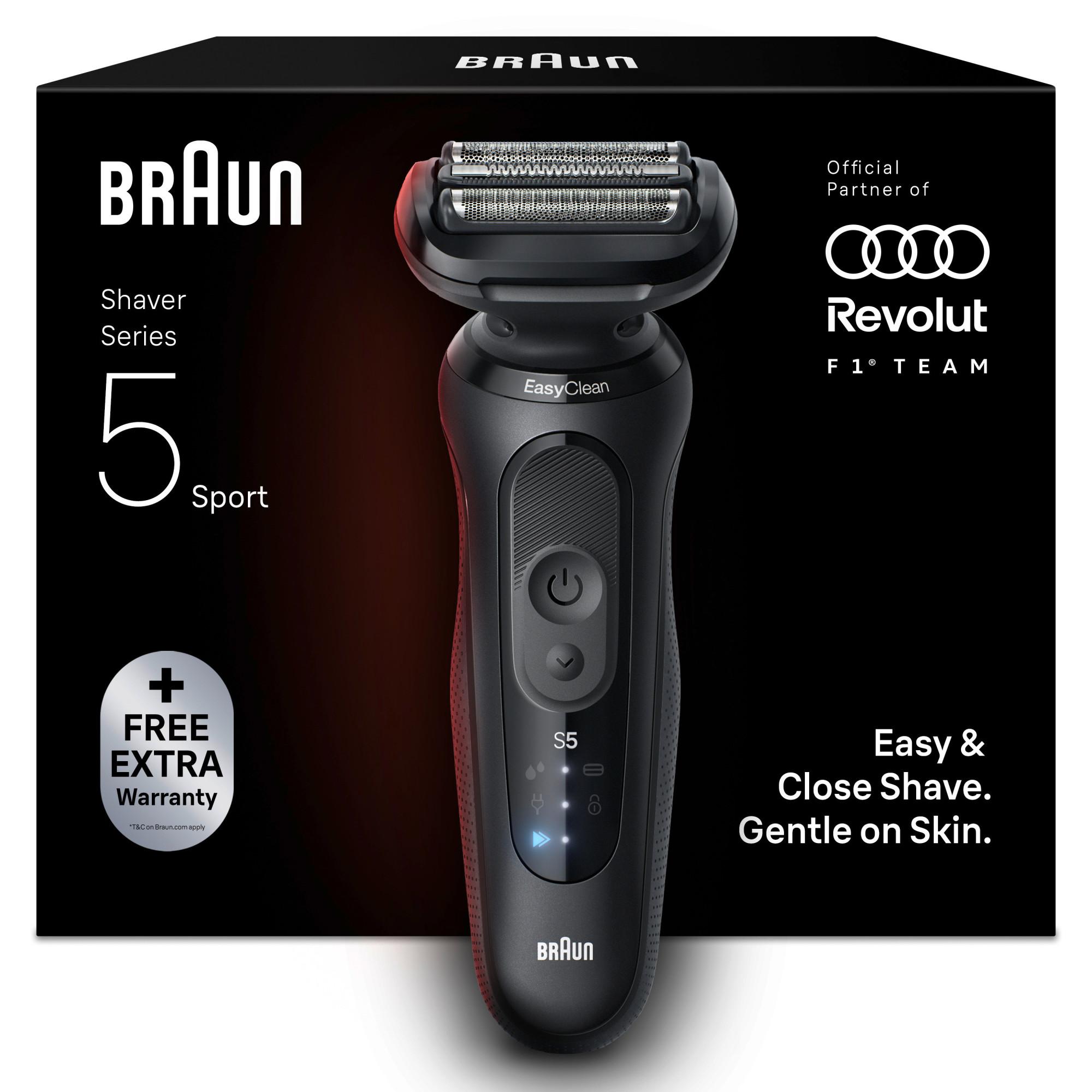 BRAUN Series 5 - 52-N1000sF1 Herrenrasierer (3 Flex-Klingen, 2 Rasiermodi, optionale Aufs&auml;tze f&uuml;r vielseitiges Pflegen und Stylen, hergestellt in Deutschland, 100% wasserdicht, bis zu 50 Min. Laufzeit mit Li-Ion-Akku, Reiseetui, Ladeger&auml;t, Reinigungsb&uuml;rste - Bild 1