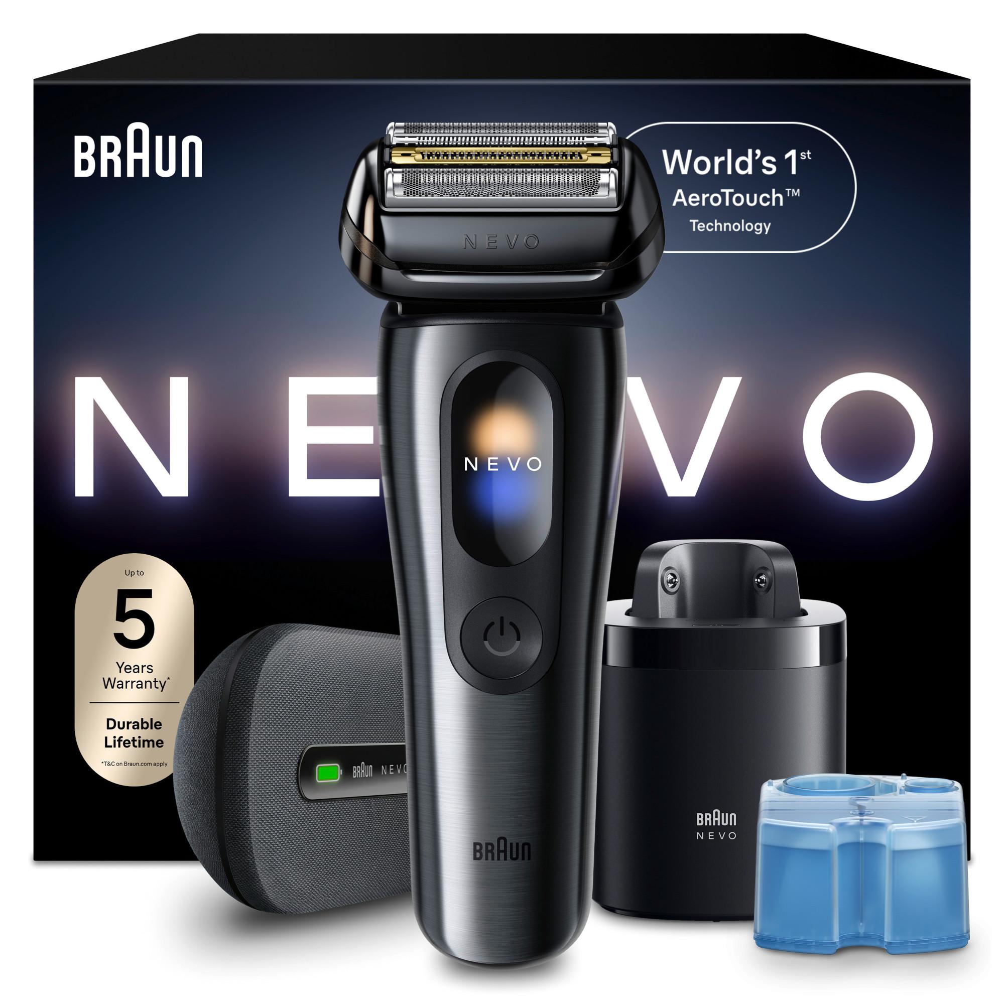 BRAUN NEVO Elektrorasierer f&uuml;r eine Rasur ohne Kompromisse, NEVO17010C Herrenrasierer (Weltweit erste Aero Touch-Rasiertechnologie, Ultra-Glide-Scherfolie, NEVO Smart Prozessor, Smart Display, NEVO 7-in-1 Care System, ultra-flexibler Kopf, 100 % wasserdich - Bild 1